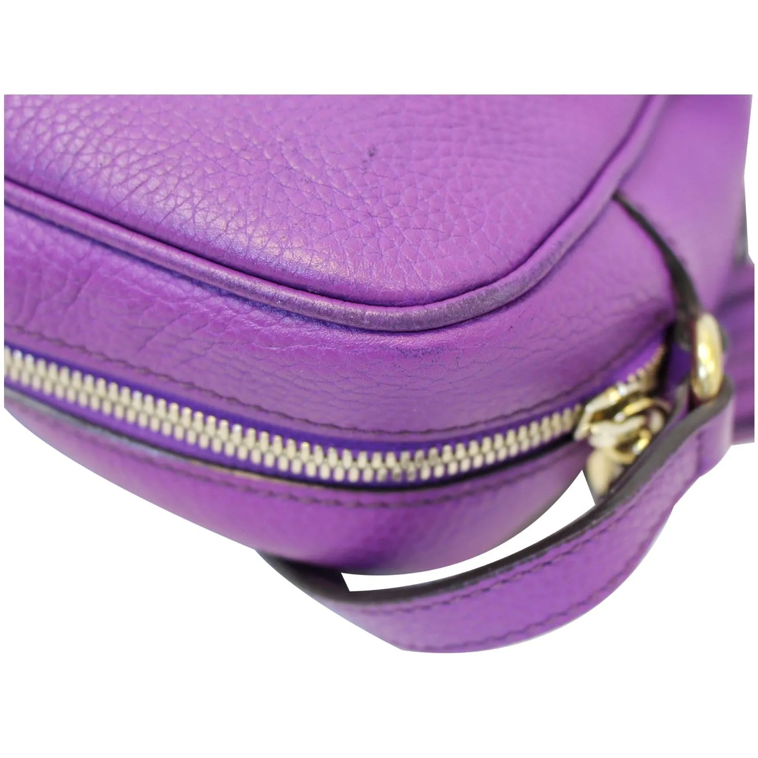 GUCCI Soho Disco Pebbled Leather Small Crossbody Bag 308364 Purple
