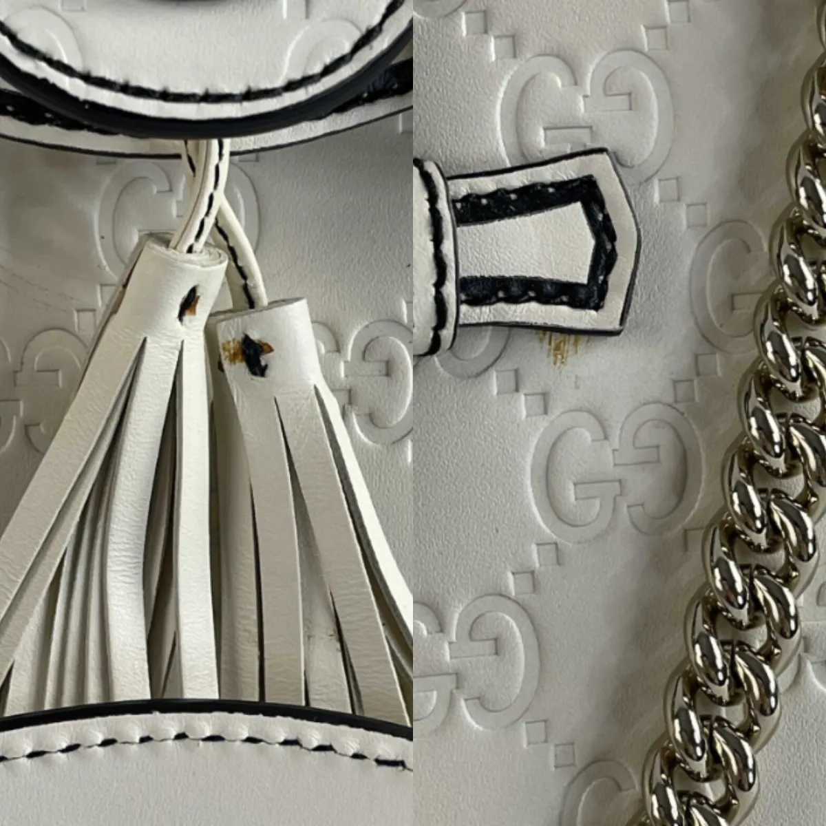 Gucci - Very Good - Emily Chain Flap Guccissima Medium - White - Handbag