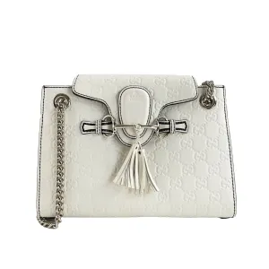 Gucci - Very Good - Emily Chain Flap Guccissima Medium - White - Handbag
