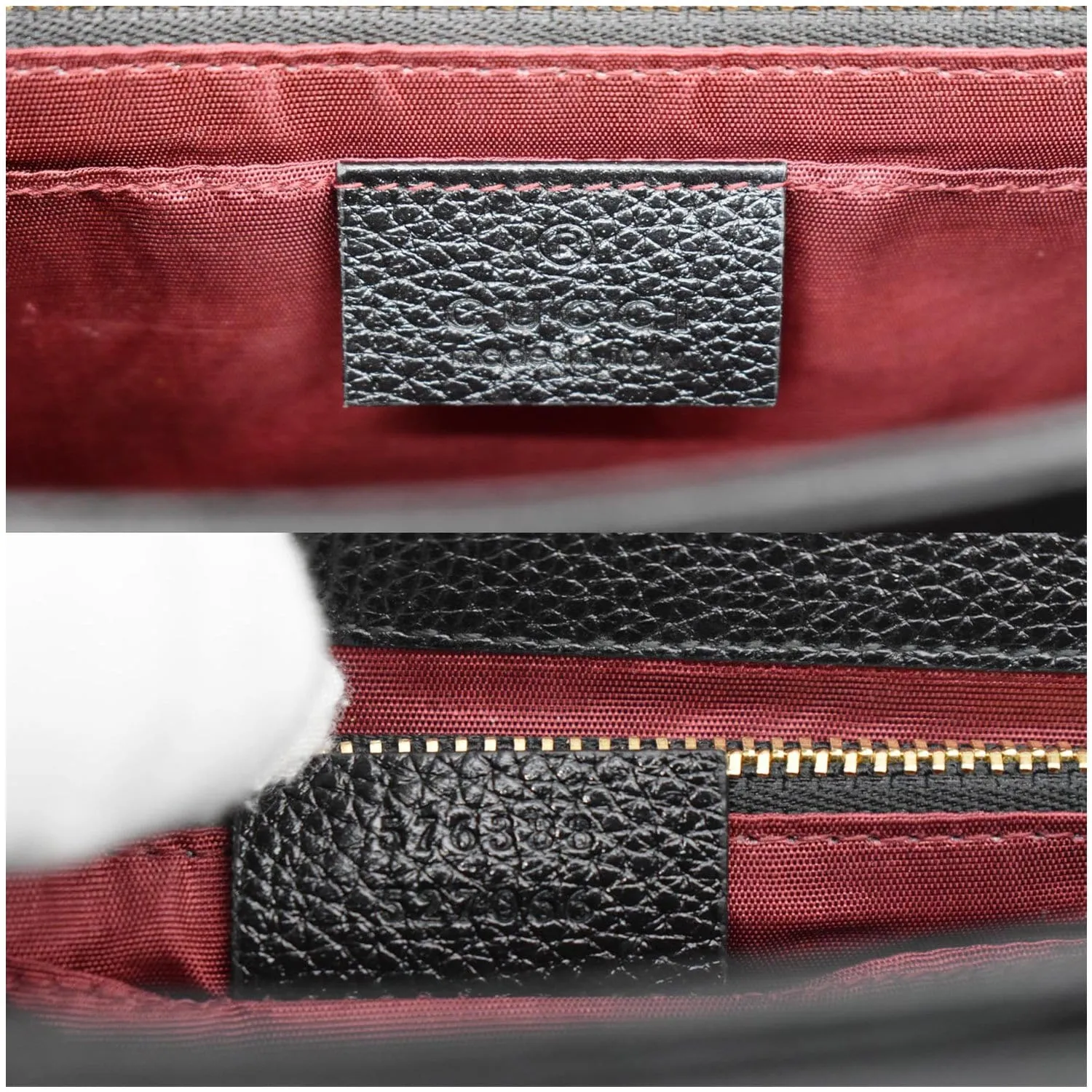 GUCCI Zumi Small Grainy Leather Chain Crossbody Bag Black 576388