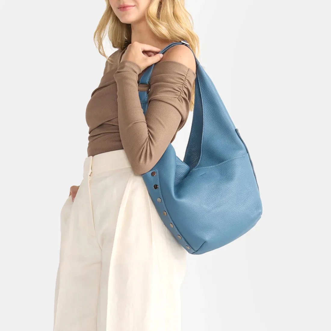 Hammitt Tom Zip Curated Blue/Gunmetal Shoulder Bag