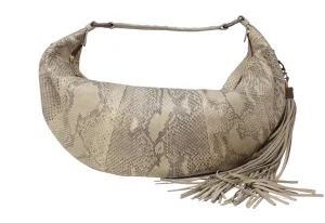 HANDBAG SMALL SLOUCHY HOBO IN TAUPE PYTHON