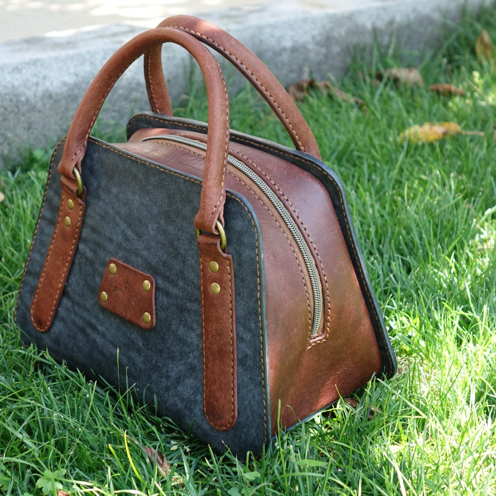 Handmade Pueblo London Leather Tote Handbag & Pencil Case Set