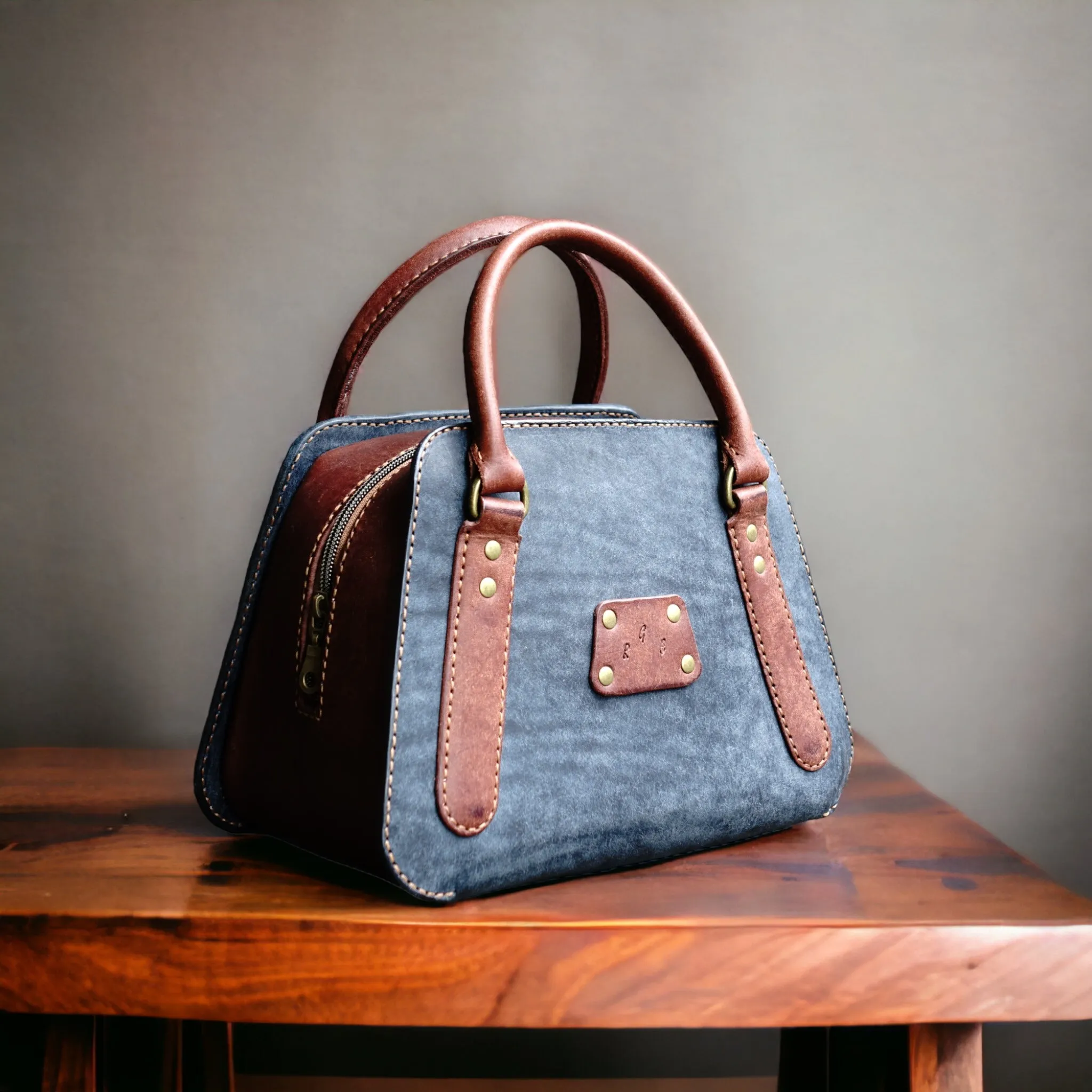 Handmade Pueblo London Leather Tote Handbag & Pencil Case Set