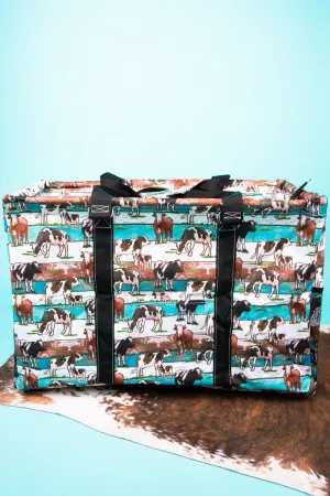 Have You Herd Collapsible Double Haul-It-All Basket with Mesh Pockets and Lid