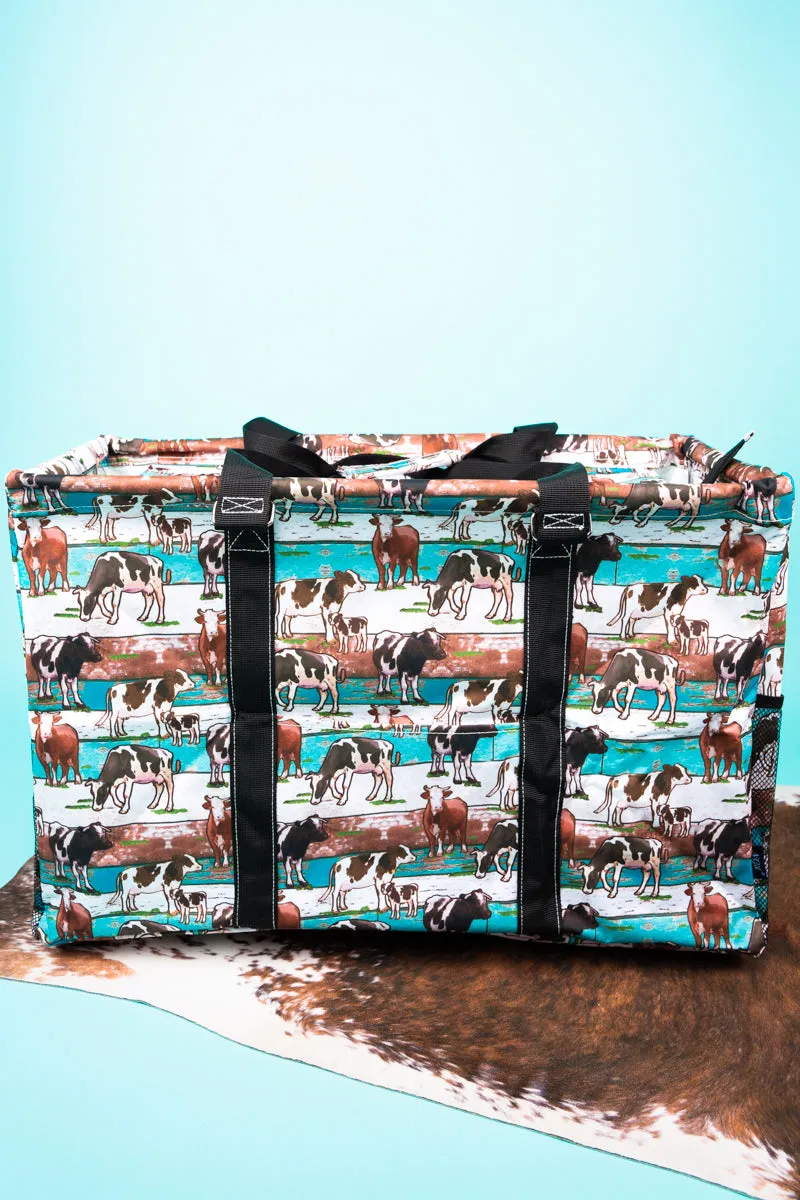 Have You Herd Collapsible Double Haul-It-All Basket with Mesh Pockets and Lid