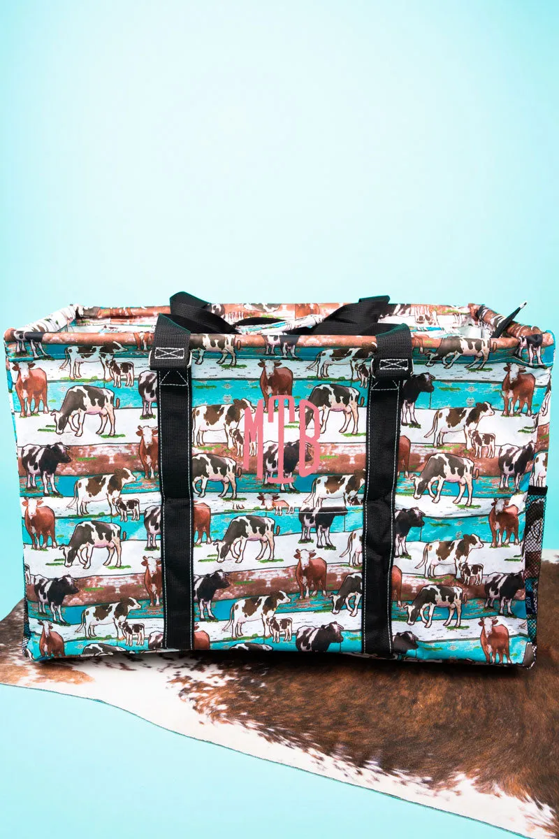 Have You Herd Collapsible Double Haul-It-All Basket with Mesh Pockets and Lid
