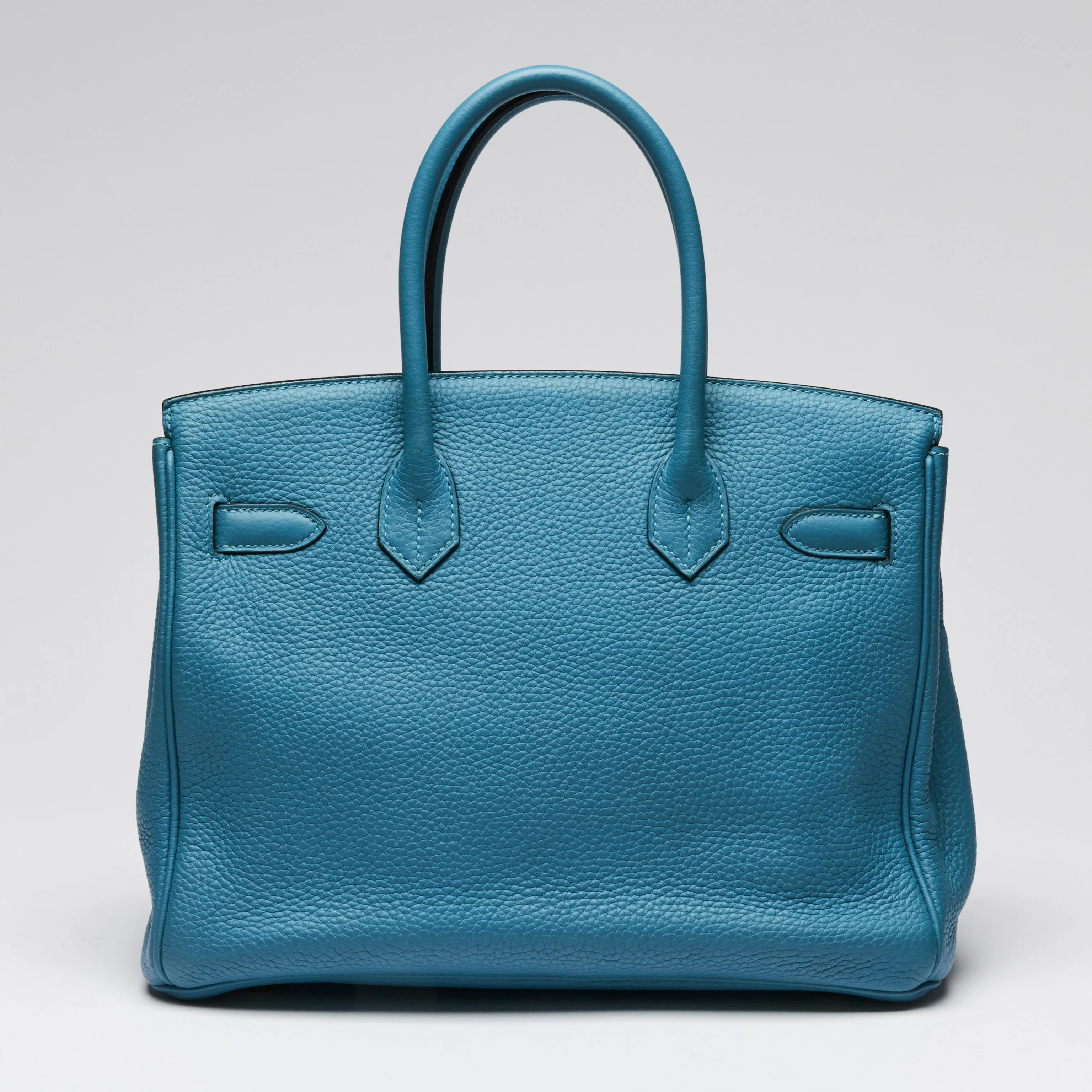 Hermes Blue Ismir Clemence Leather Birkin 30