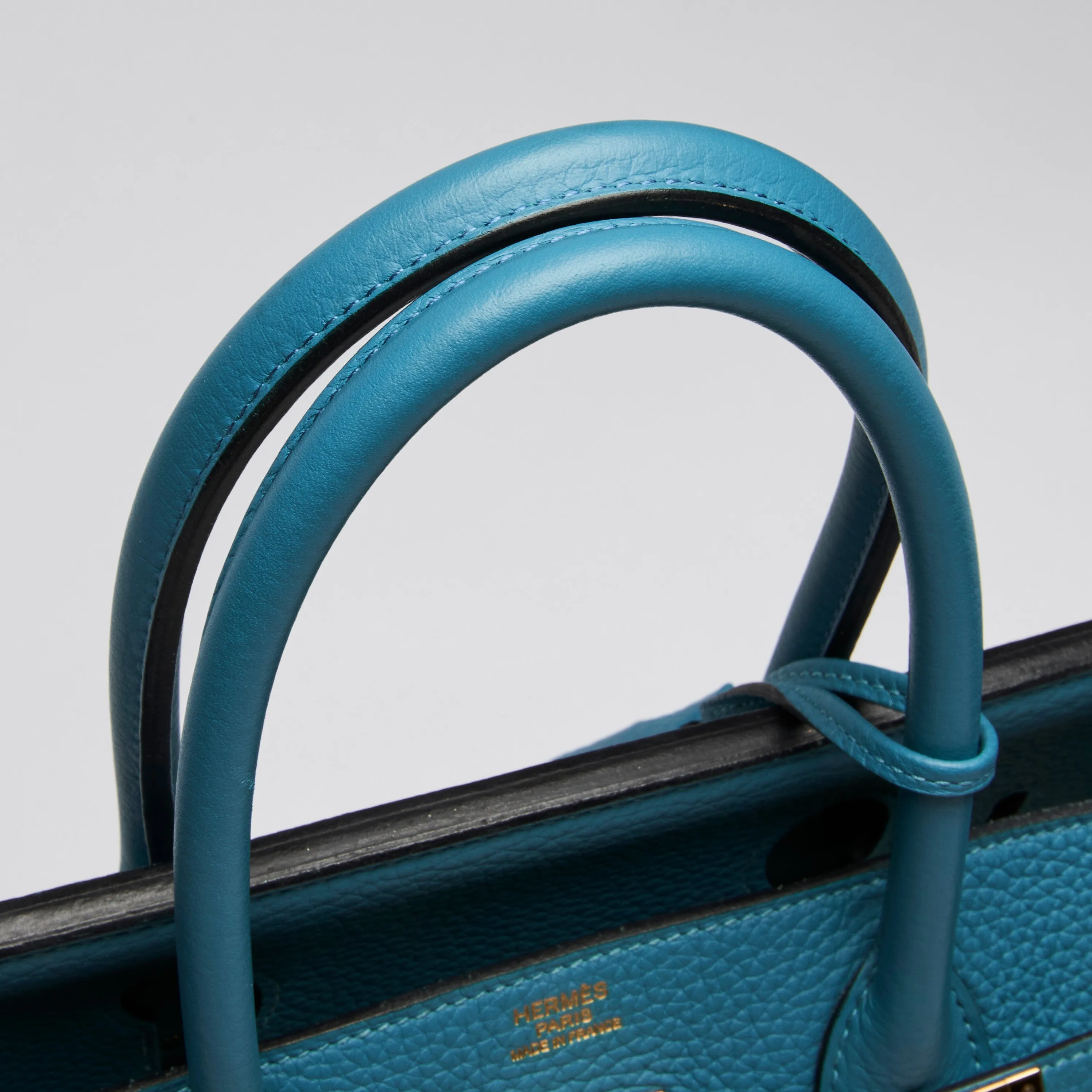 Hermes Blue Ismir Clemence Leather Birkin 30