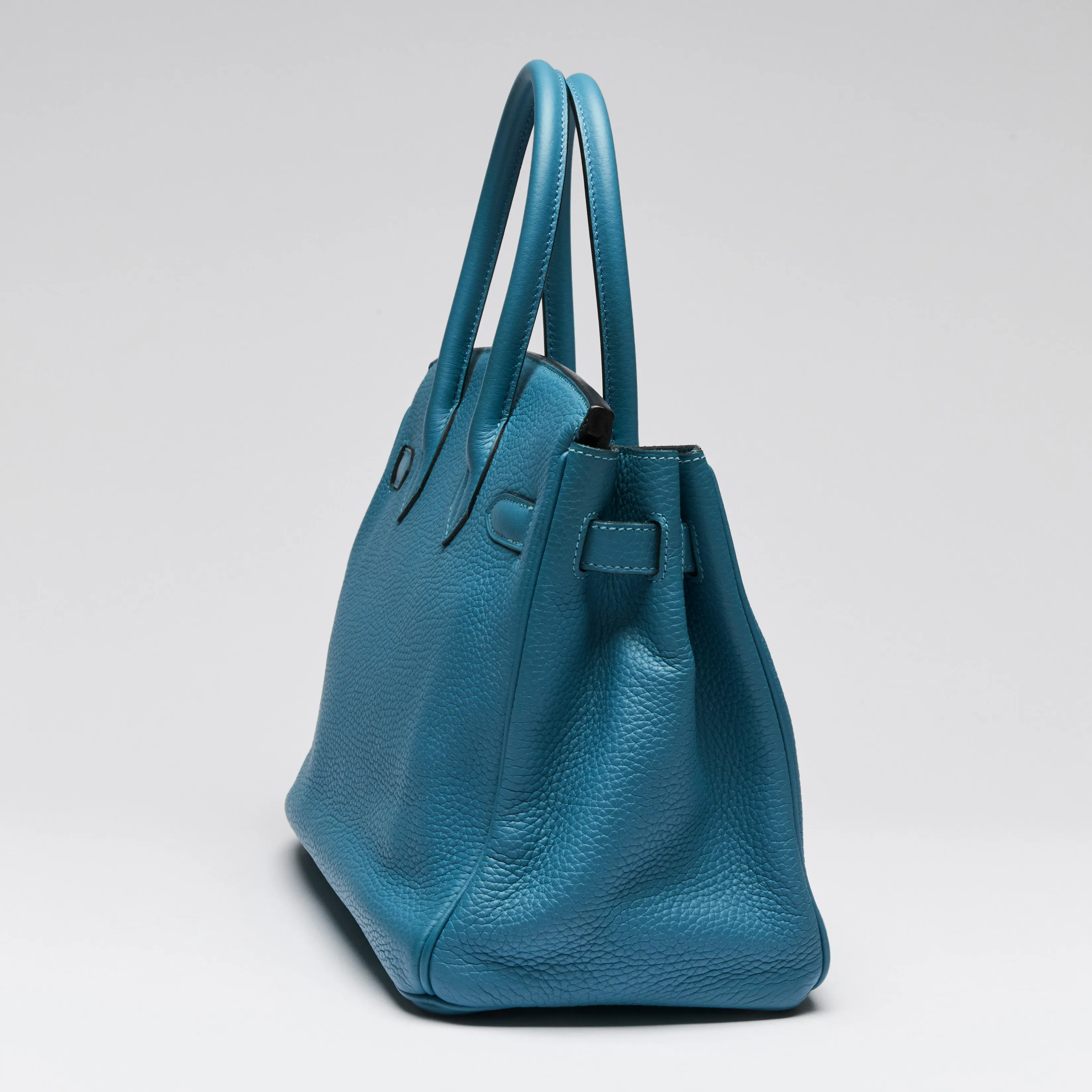 Hermes Blue Ismir Clemence Leather Birkin 30