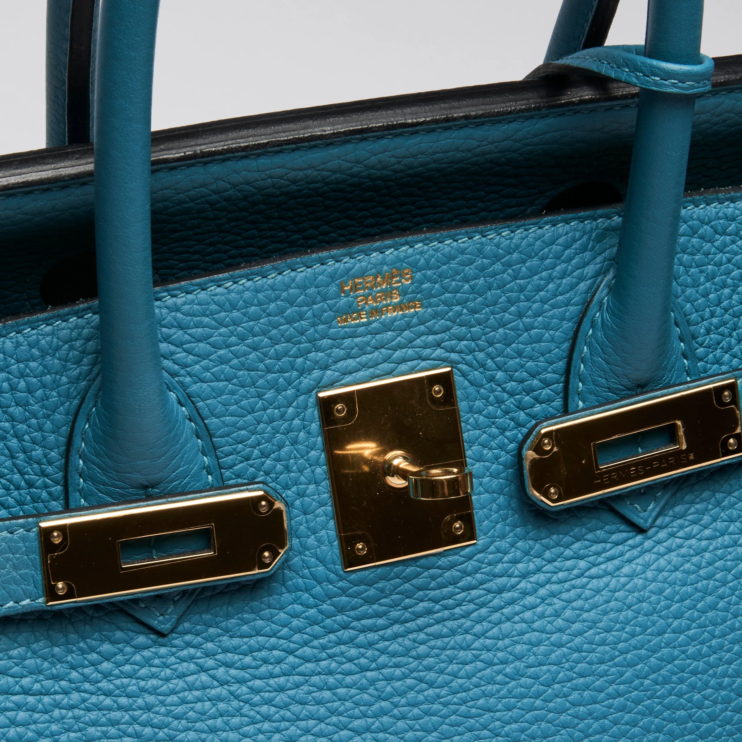 Hermes Blue Ismir Clemence Leather Birkin 30