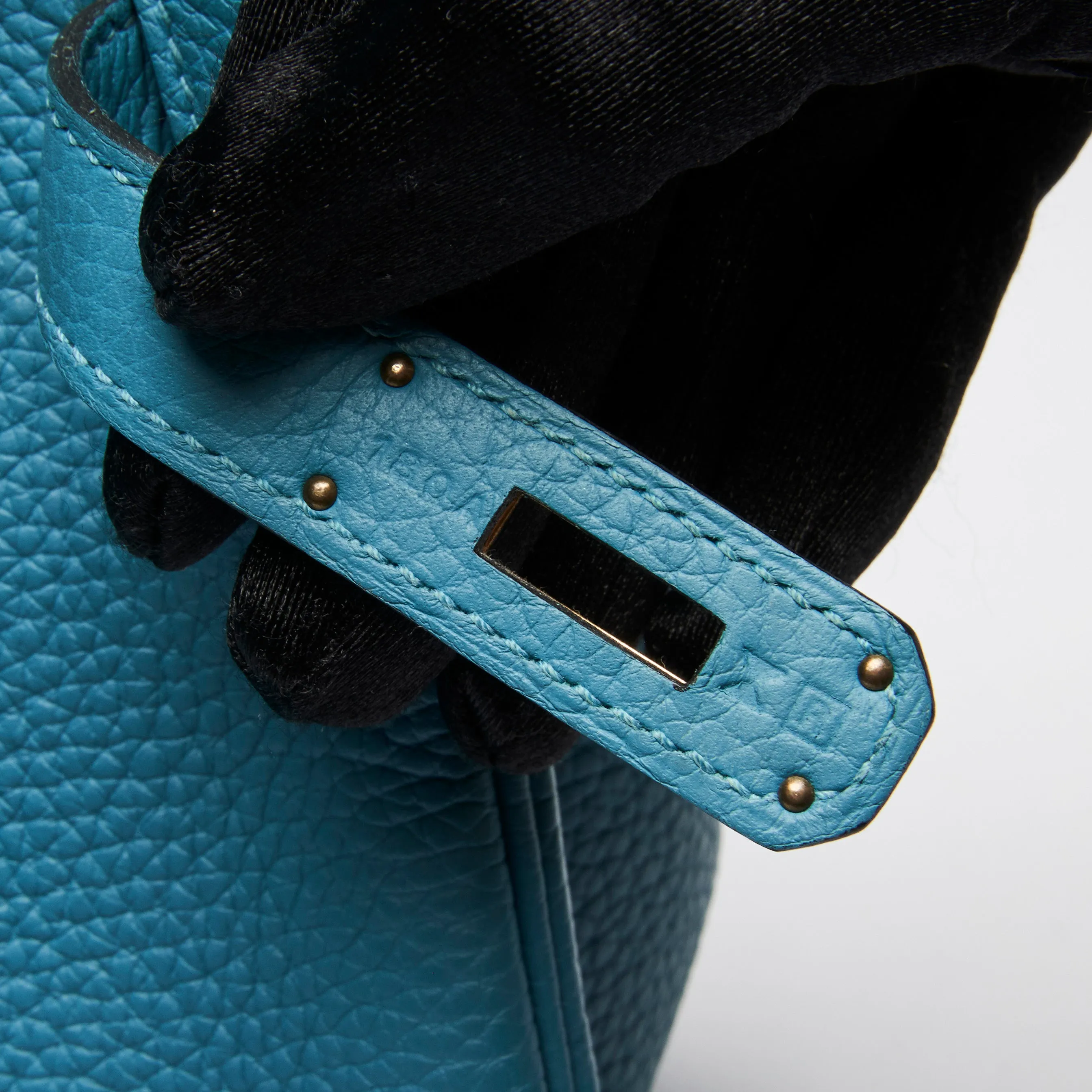 Hermes Blue Ismir Clemence Leather Birkin 30