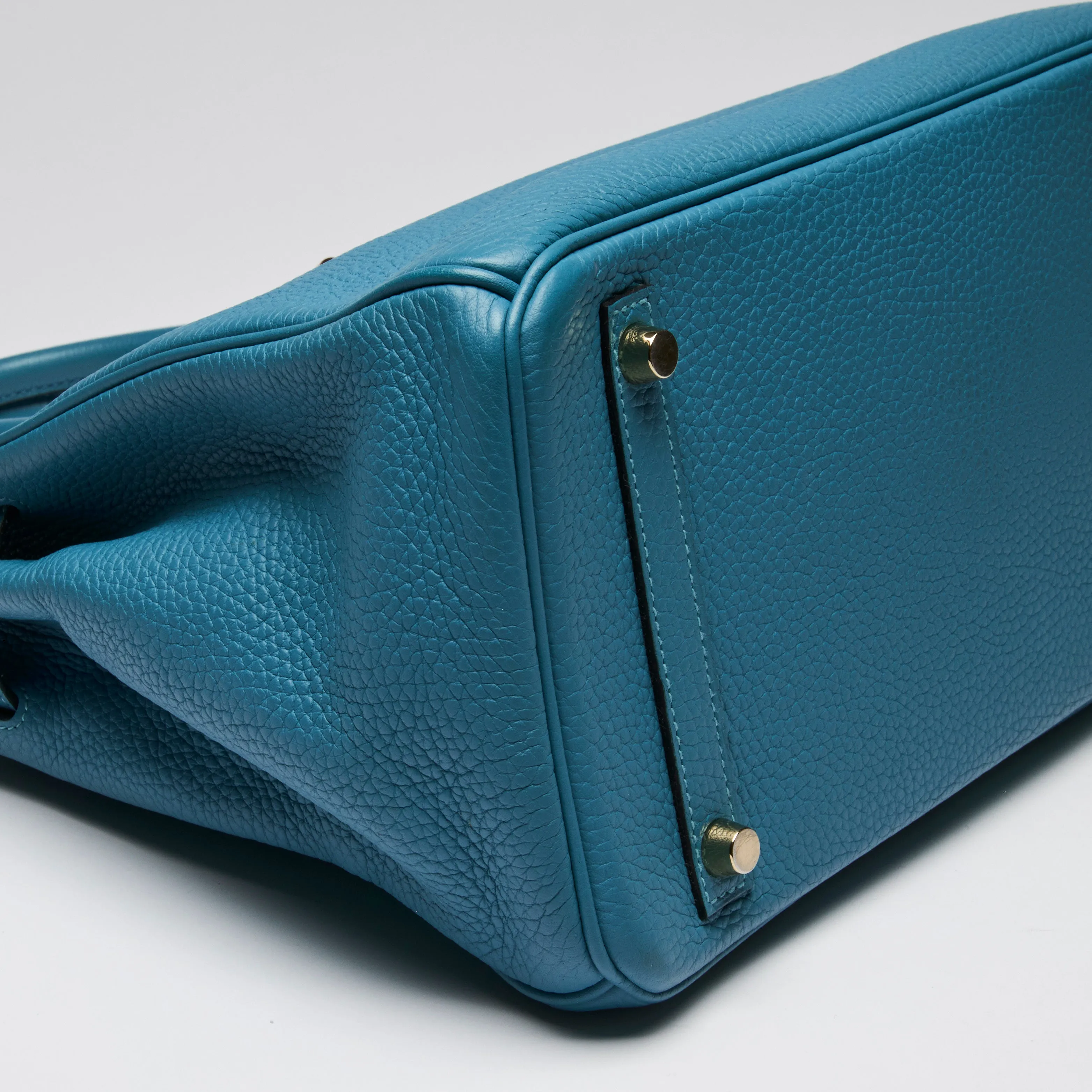 Hermes Blue Ismir Clemence Leather Birkin 30