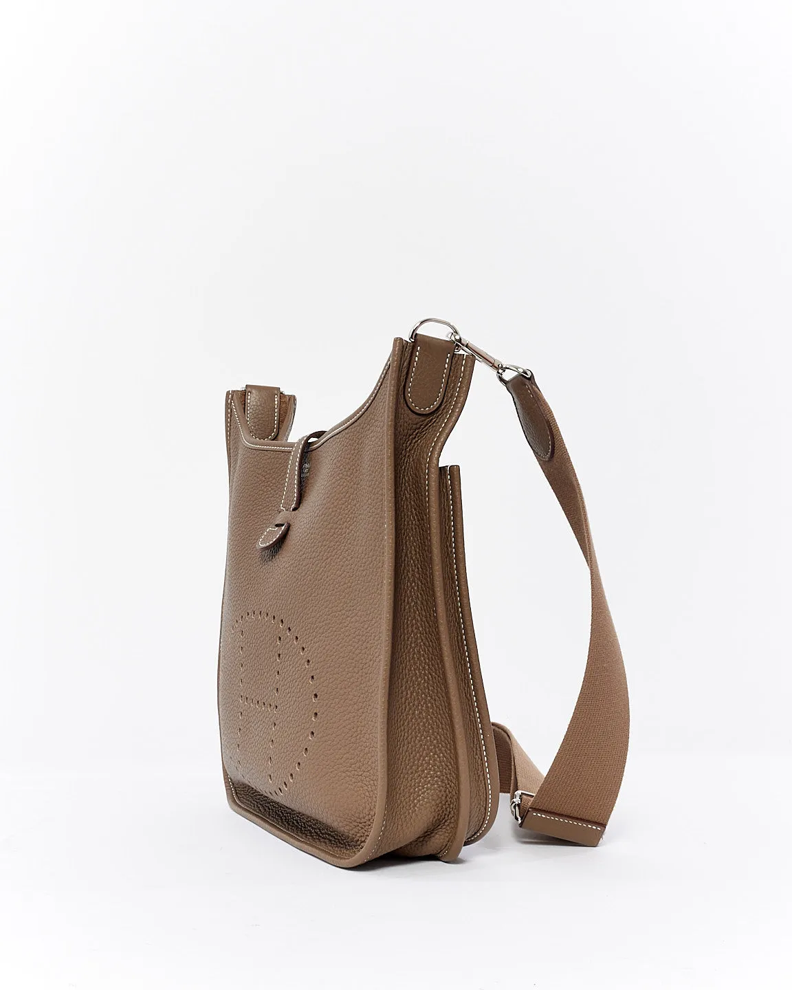 Hermès Etoupe Clémence Leather Evelyne III PM Bag
