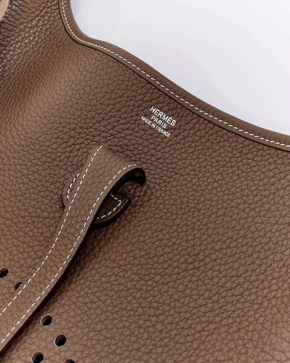 Hermès Etoupe Clémence Leather Evelyne III PM Bag