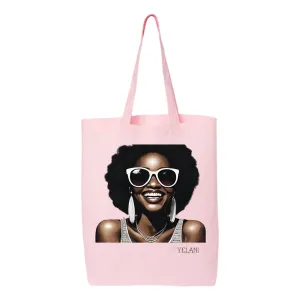 Hi There! Gusseted Cotton Tote Bag – Beautiful Woman with Sunglasses - Stylish & Spacious