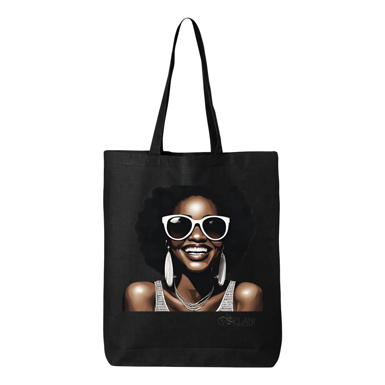 Hi There! Gusseted Cotton Tote Bag – Beautiful Woman with Sunglasses - Stylish & Spacious