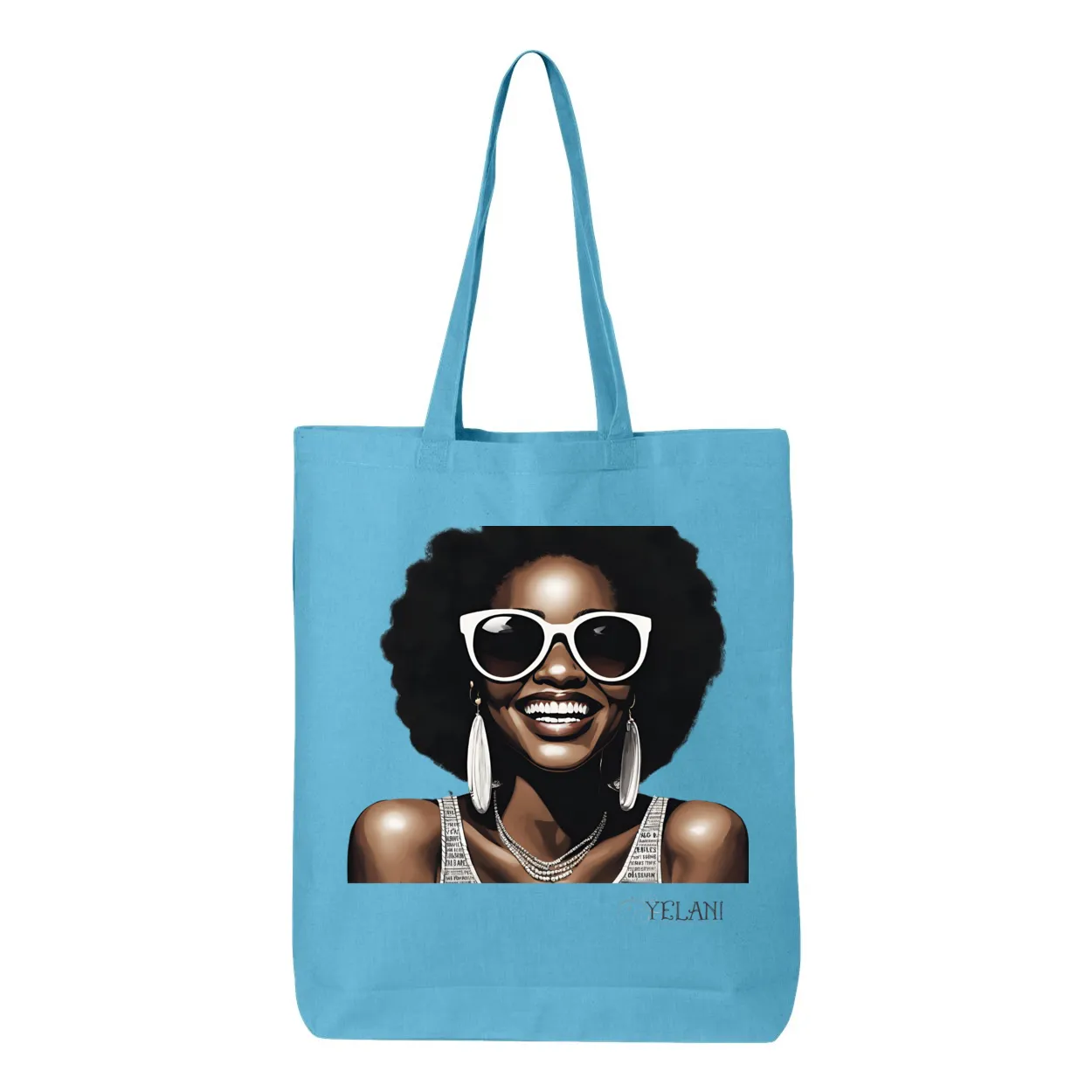 Hi There! Gusseted Cotton Tote Bag – Beautiful Woman with Sunglasses - Stylish & Spacious