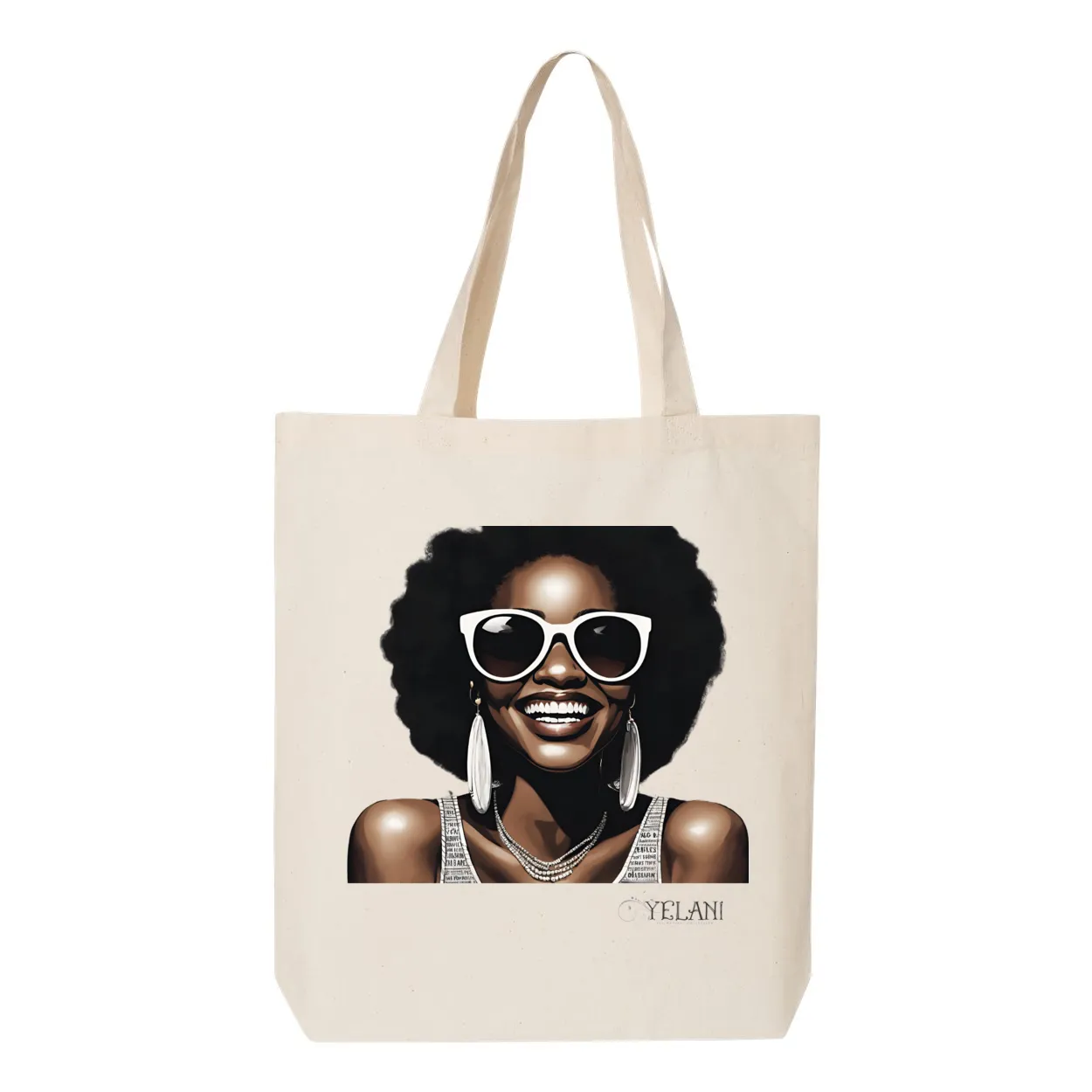 Hi There! Gusseted Cotton Tote Bag – Beautiful Woman with Sunglasses - Stylish & Spacious
