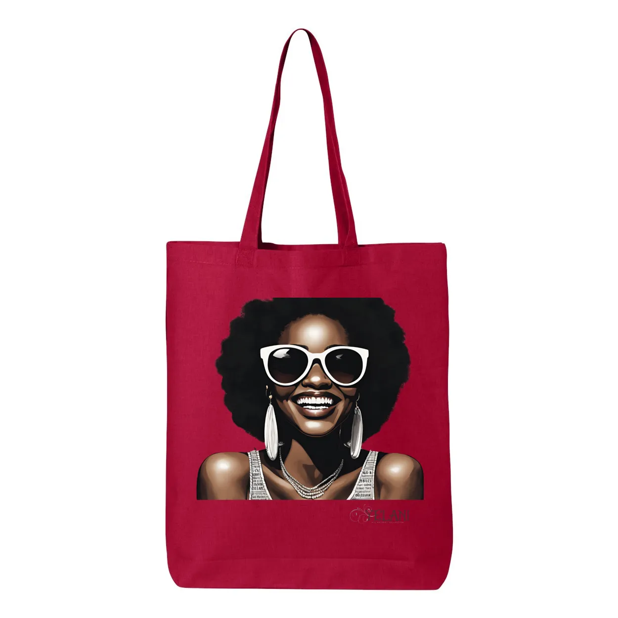 Hi There! Gusseted Cotton Tote Bag – Beautiful Woman with Sunglasses - Stylish & Spacious