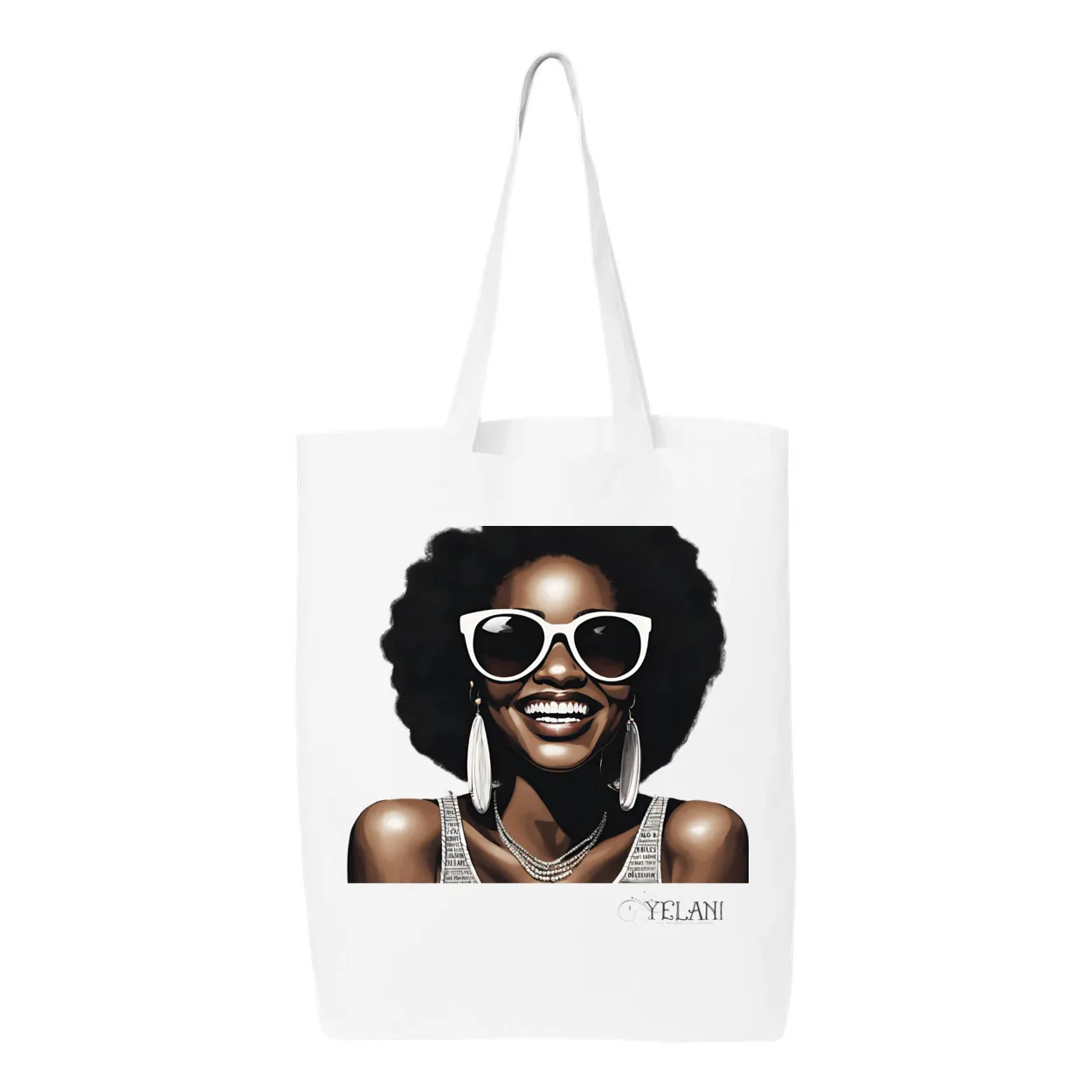 Hi There! Gusseted Cotton Tote Bag – Beautiful Woman with Sunglasses - Stylish & Spacious