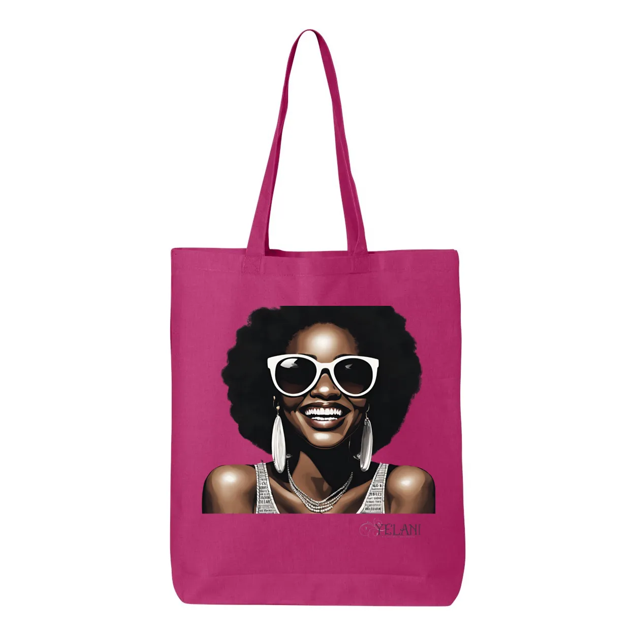 Hi There! Gusseted Cotton Tote Bag – Beautiful Woman with Sunglasses - Stylish & Spacious