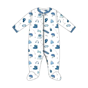 Hit The Slopes Zipper Footie in Blue