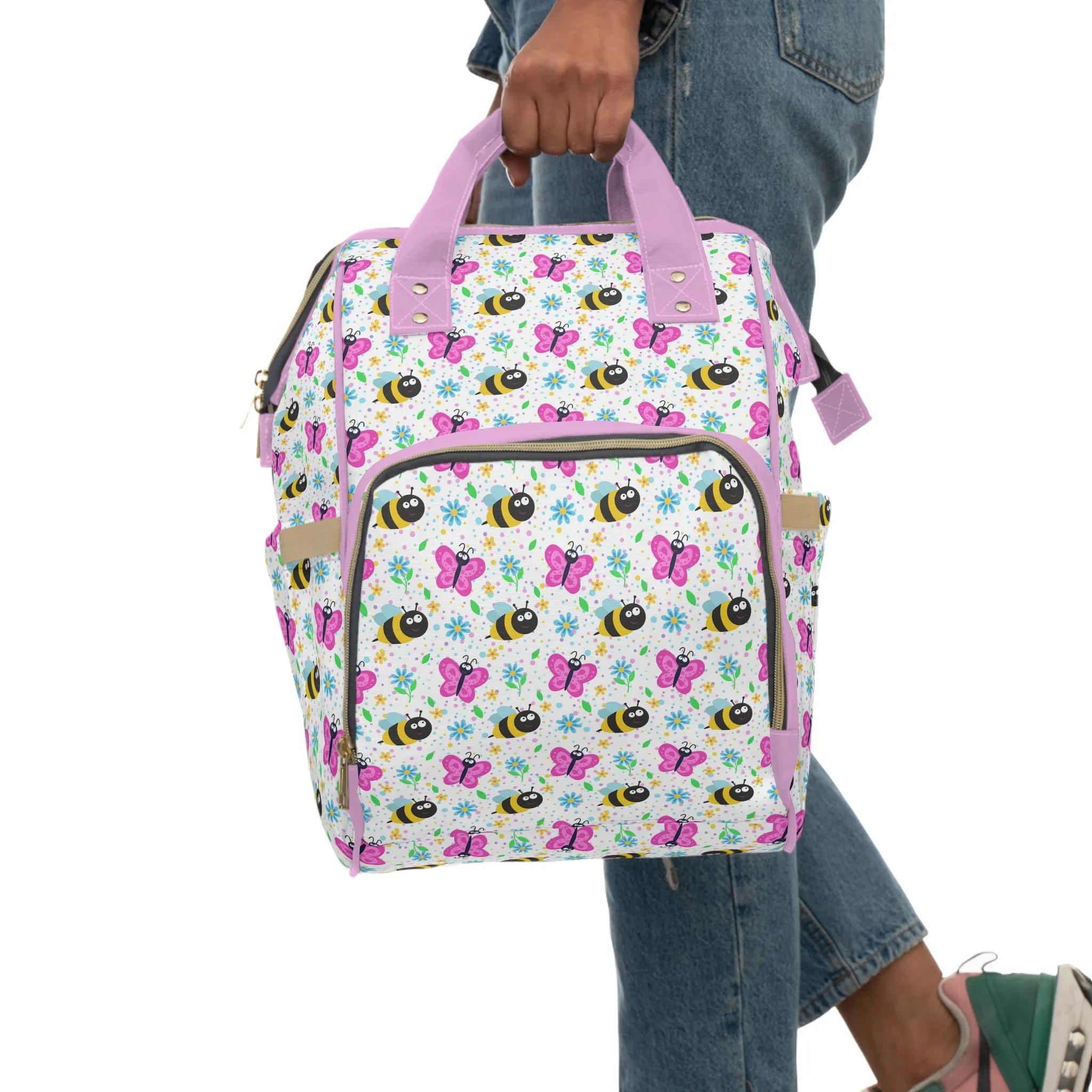 Honey Bee Diaper Backpack - Eco-Friendly & Stylish Baby Bag with Buzzing Bee Motifs, Perfect for Nature-Loving Parents