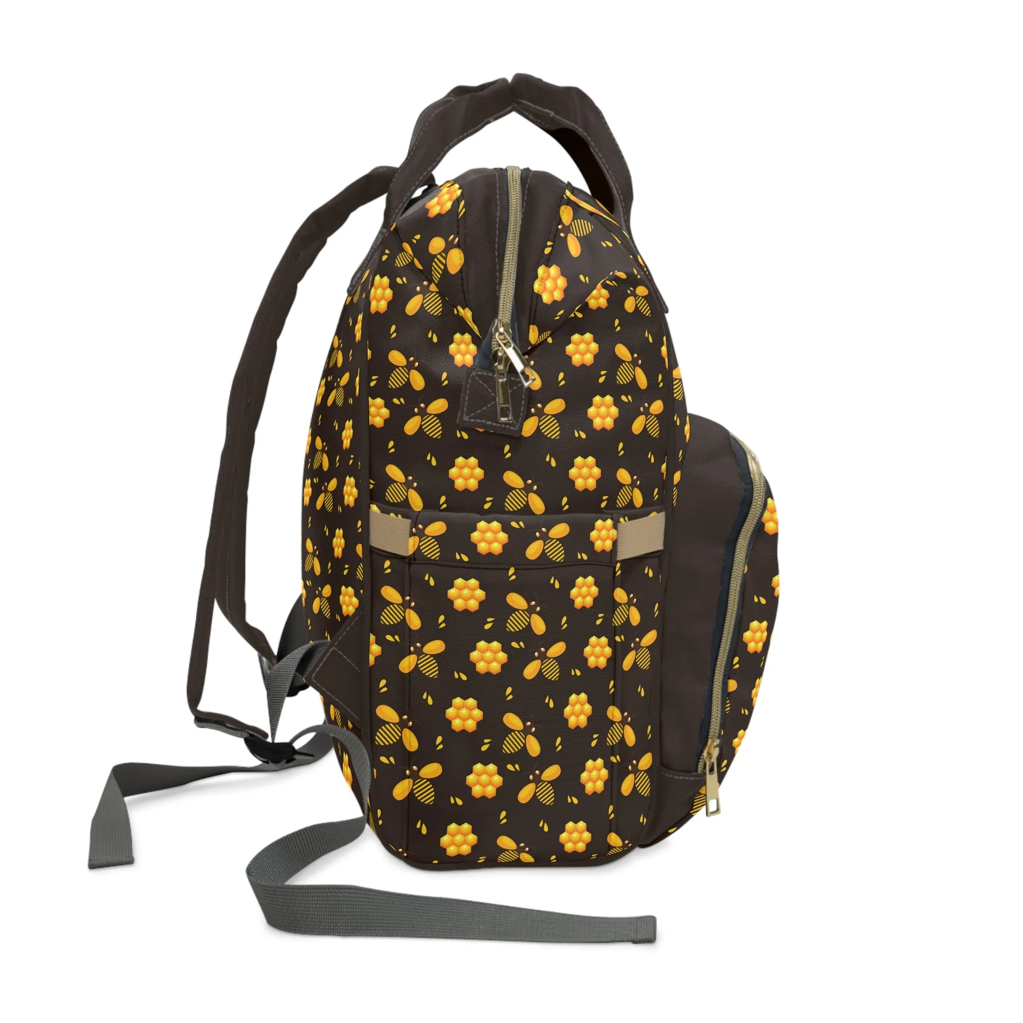 Honey Bee Diaper Backpack - Eco-Friendly & Stylish Baby Bag with Buzzing Bee Motifs, Perfect for Nature-Loving Parents