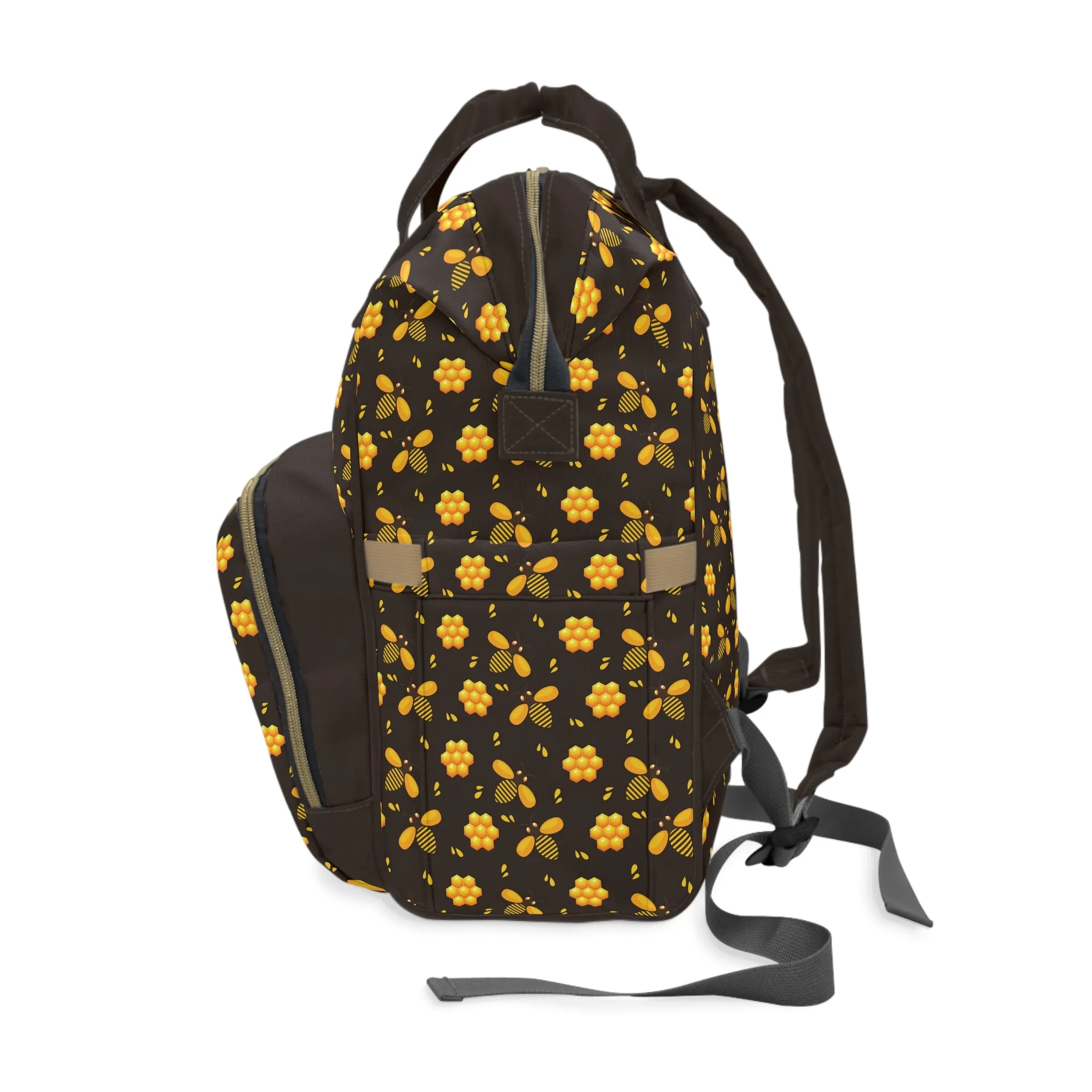 Honey Bee Diaper Backpack - Eco-Friendly & Stylish Baby Bag with Buzzing Bee Motifs, Perfect for Nature-Loving Parents