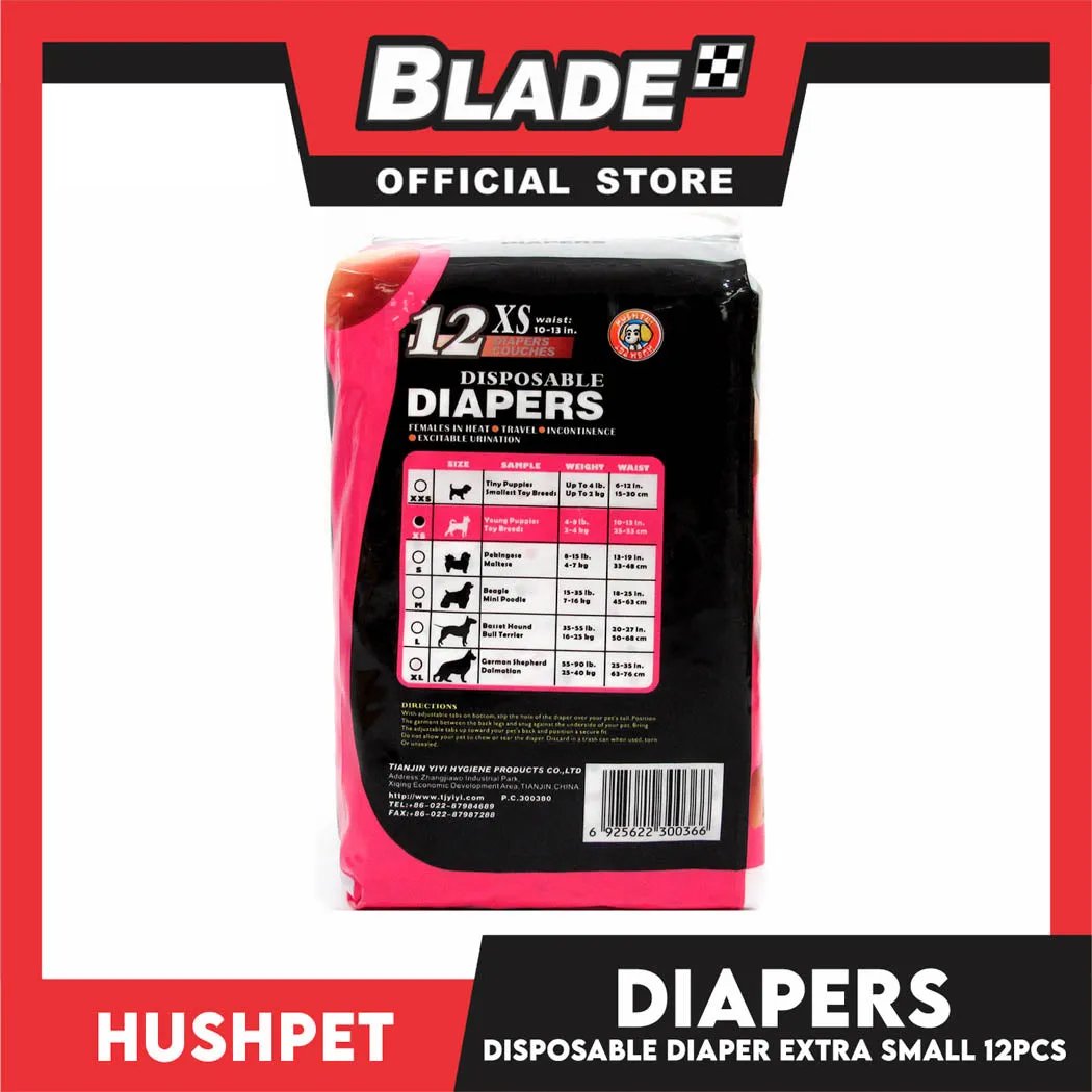 Hushpet Deluxe Disposable Dog Diapers 12pcs. (Extra Small)