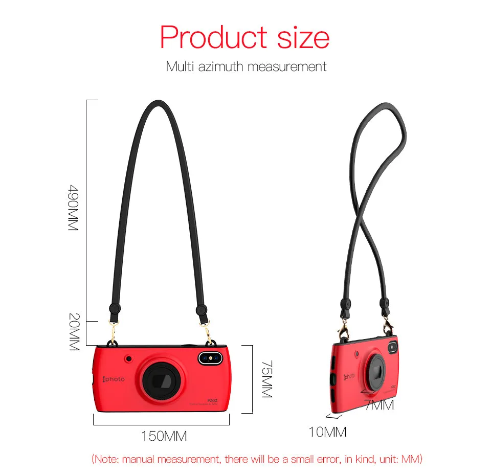 iPhone X Case With Camera Lanyard- Red,Blue,White,Pink