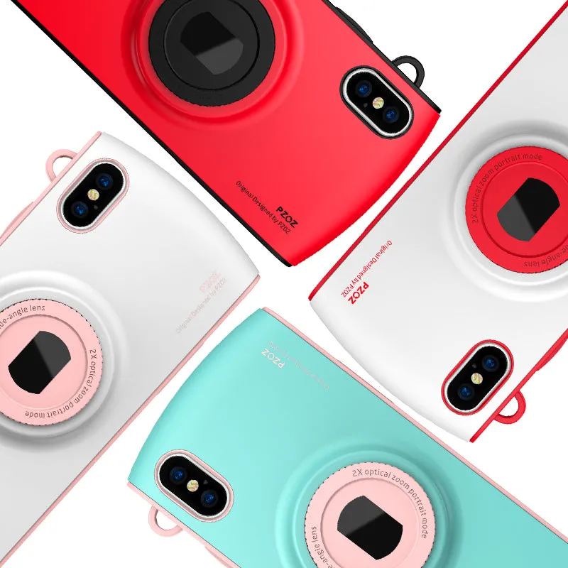 iPhone X Case With Camera Lanyard- Red,Blue,White,Pink