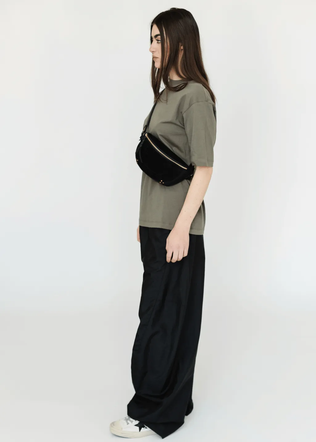 Jerome Dreyfuss Lino Banane Bag in Split Suede Noir