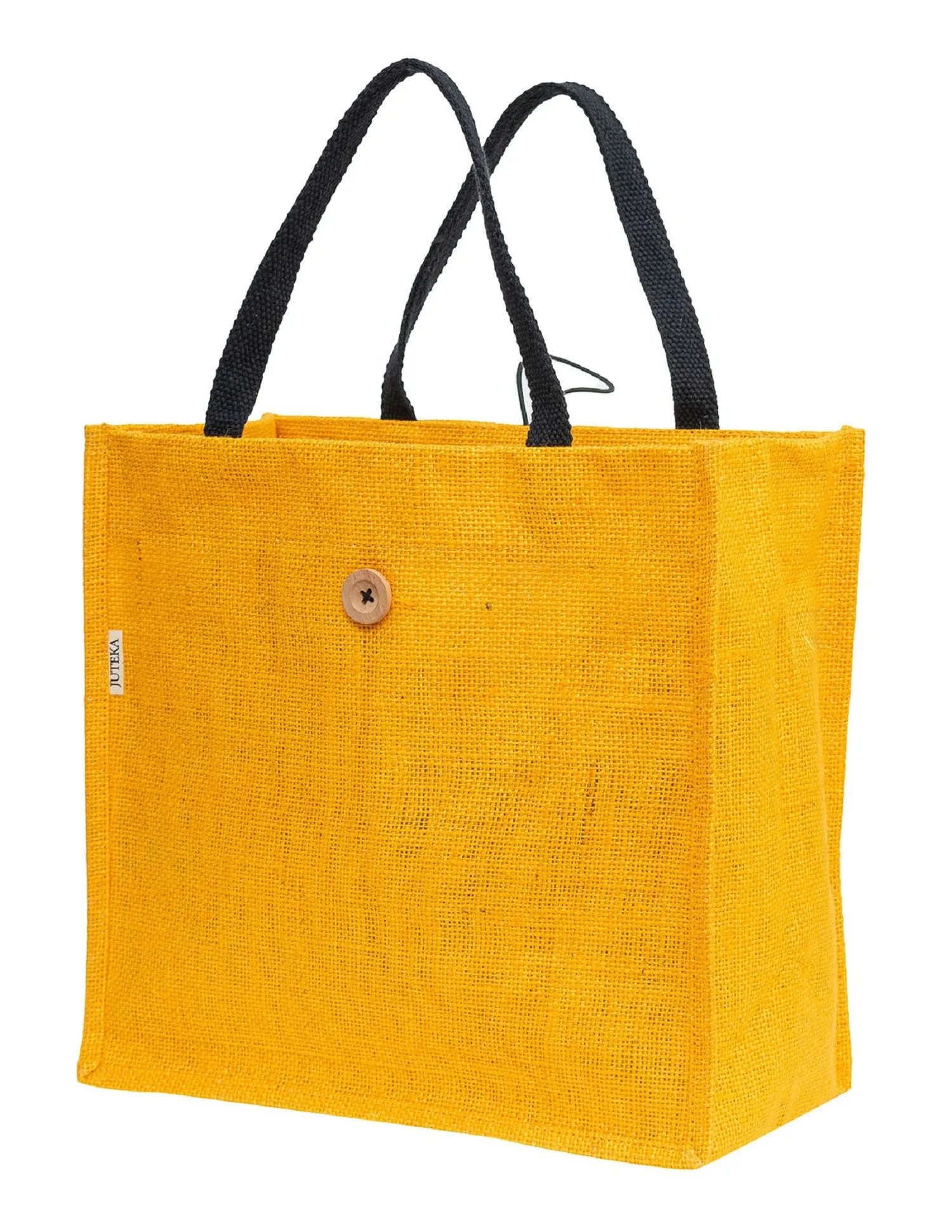 Jute Tote Bag with Button Closure