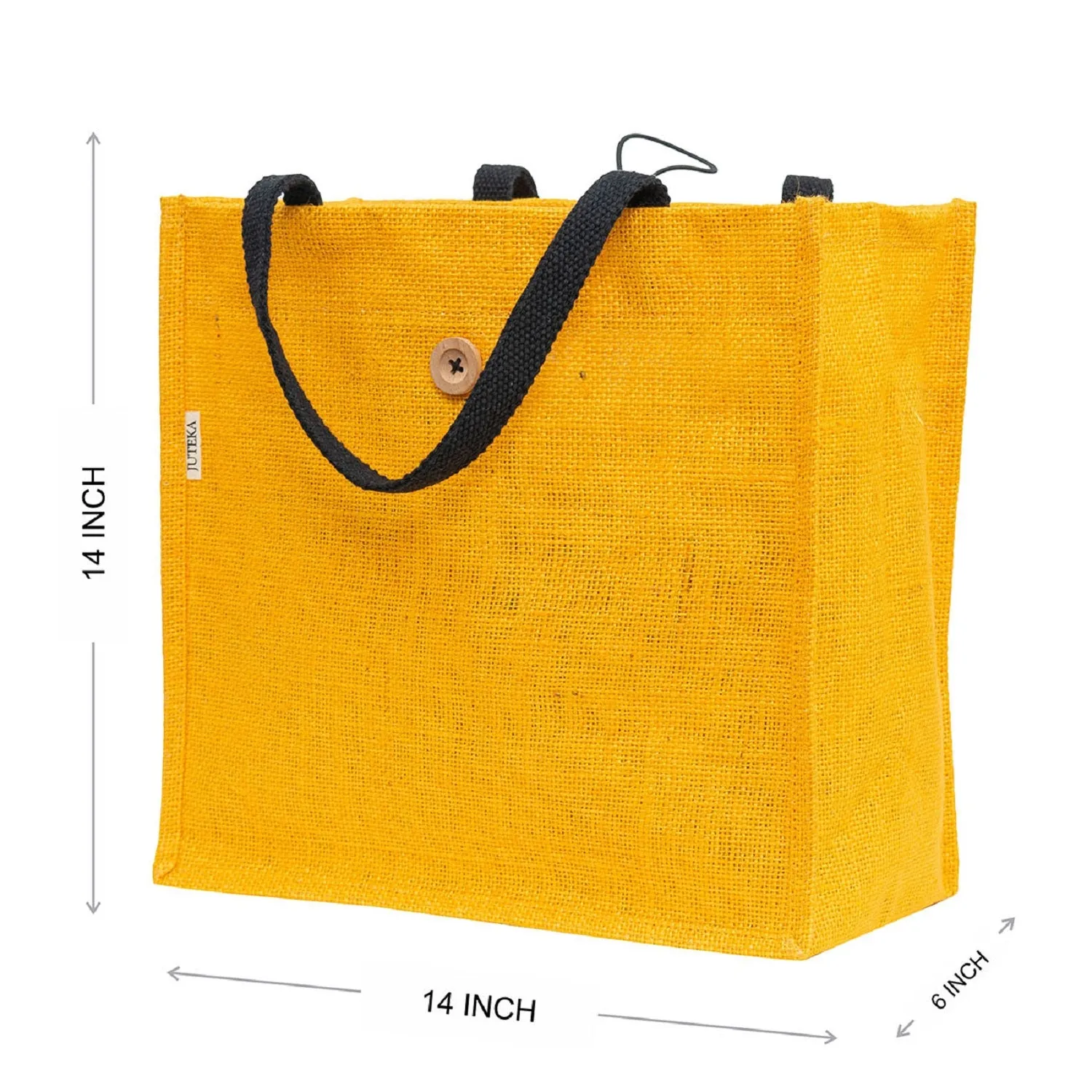 Jute Tote Bag with Button Closure