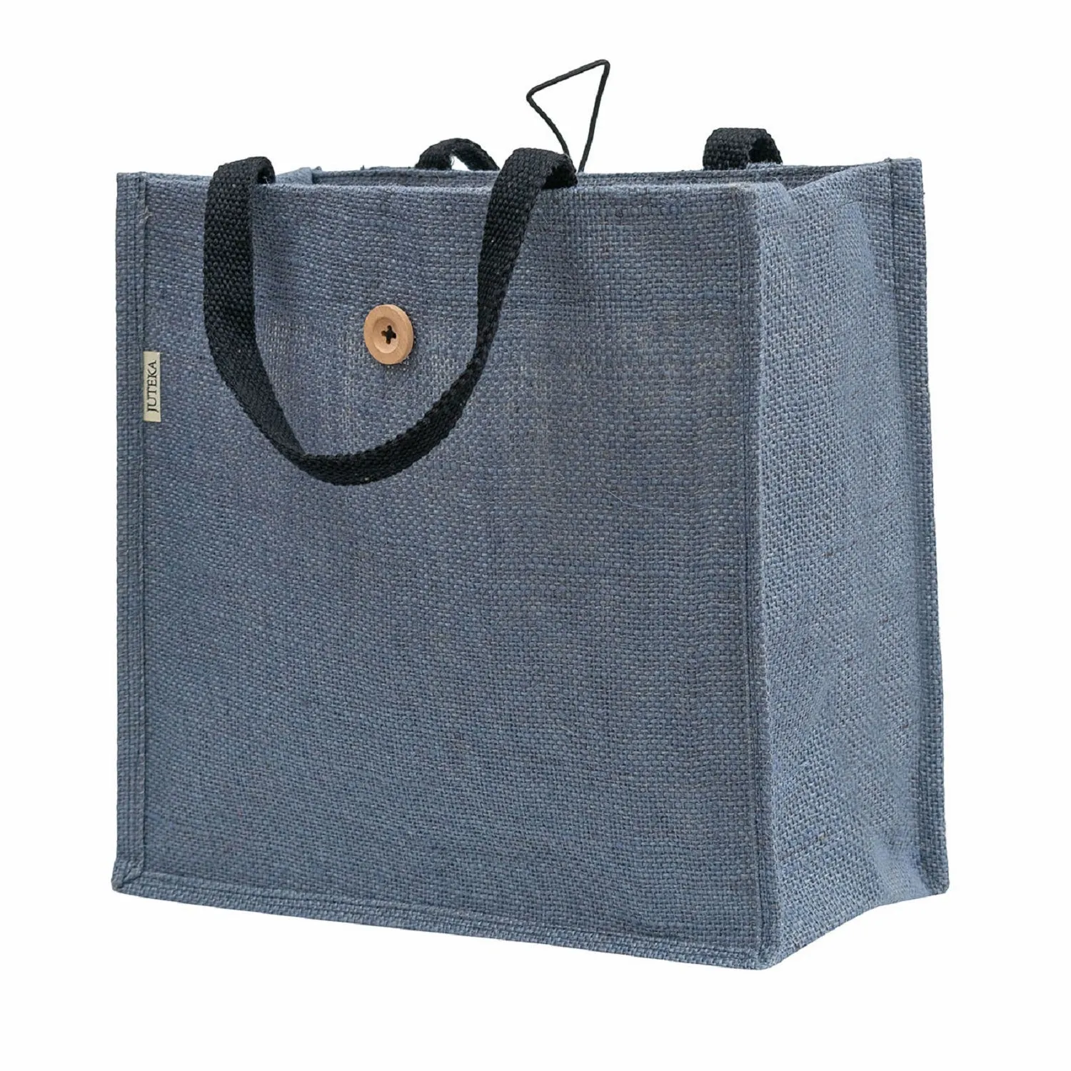 Jute Tote Bag with Button Closure