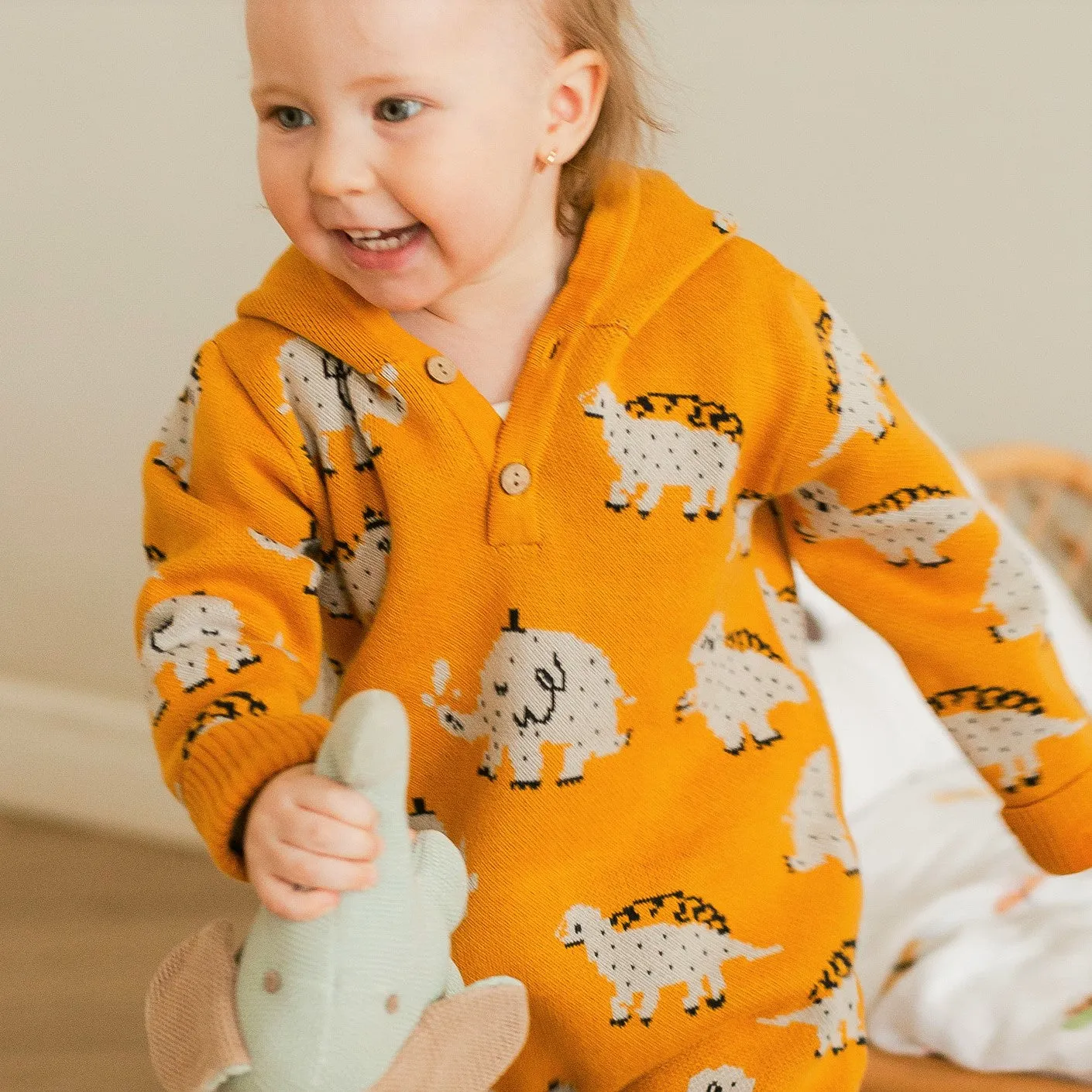 Knitted Sweater: Organic Baby Hooded Romper
