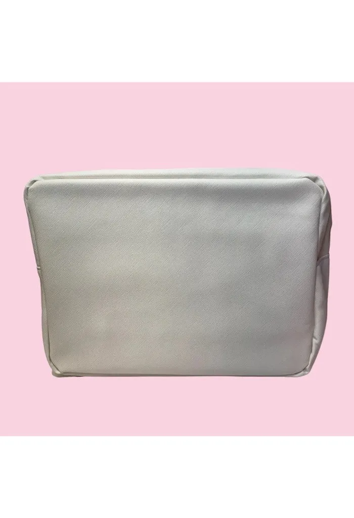 Large Pillow Talk Cosmetic Bag-Leather White