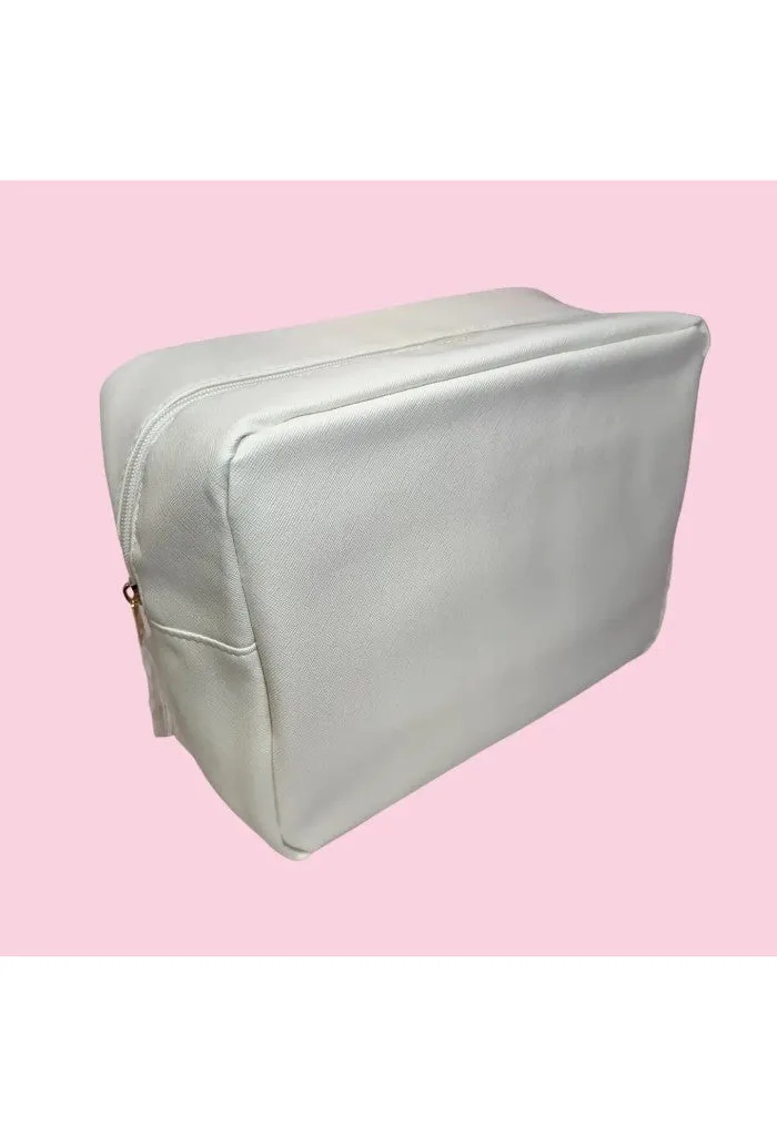 Large Pillow Talk Cosmetic Bag-Leather White
