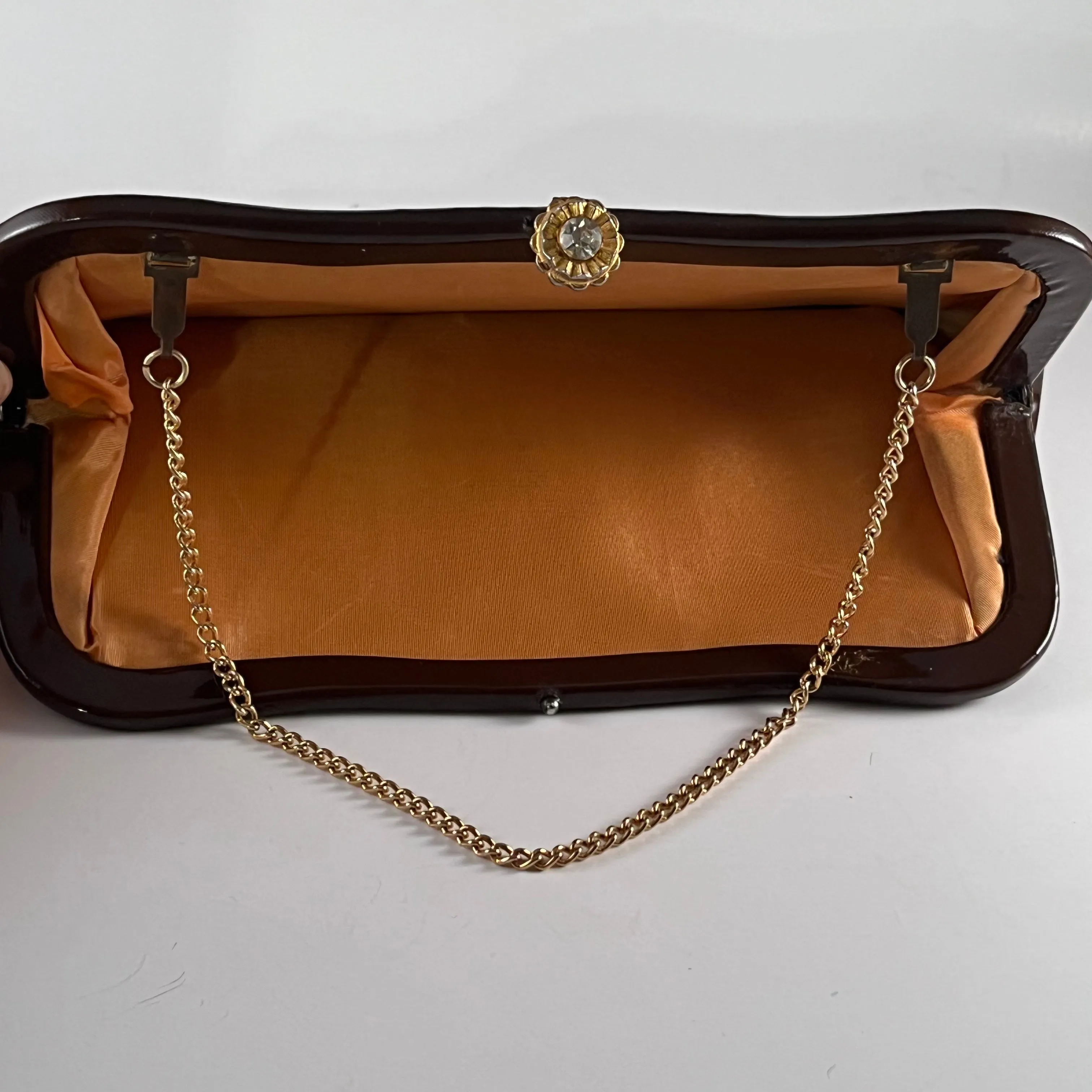 Late 50s/ Early 60s Brown Patent Leather Clutch
