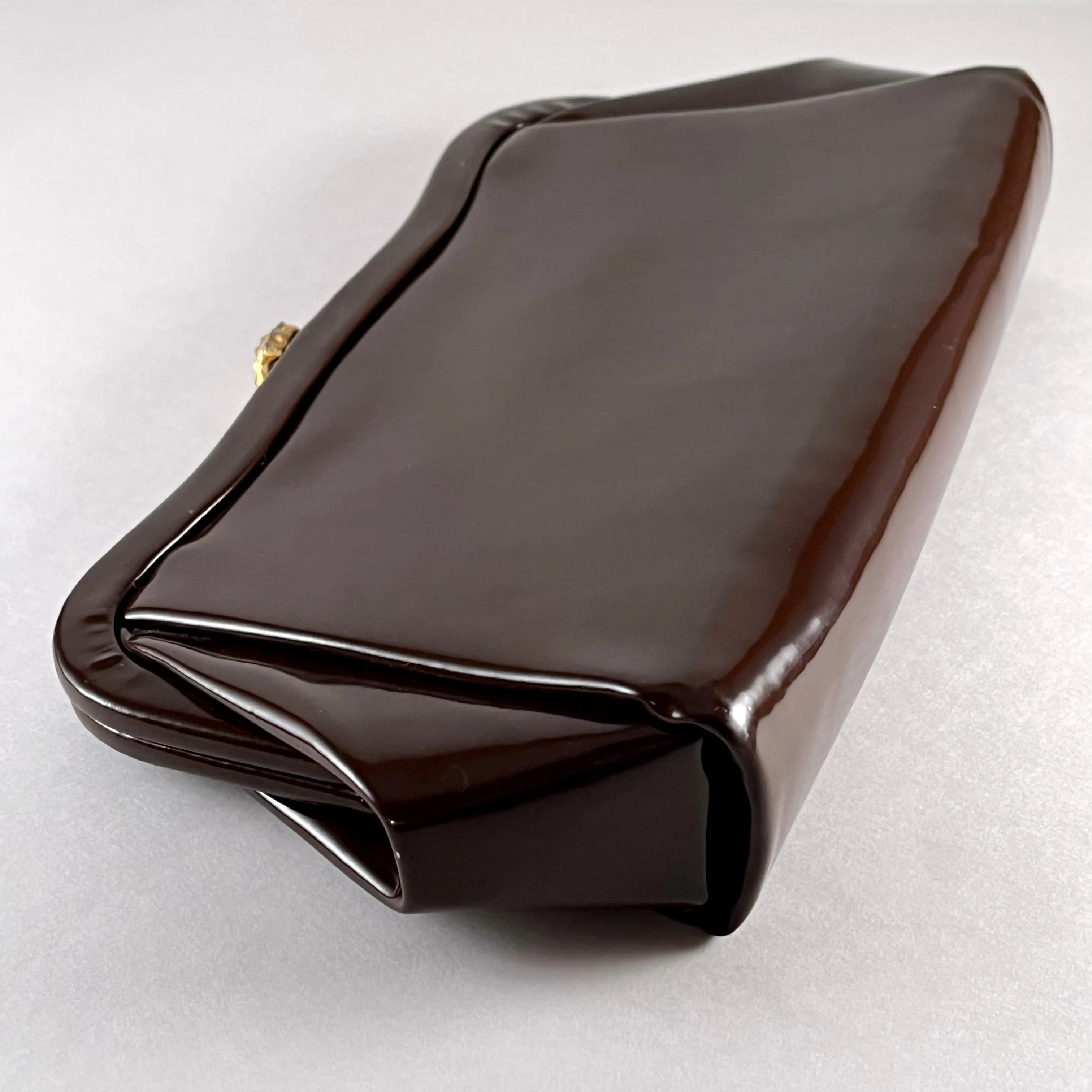 Late 50s/ Early 60s Brown Patent Leather Clutch