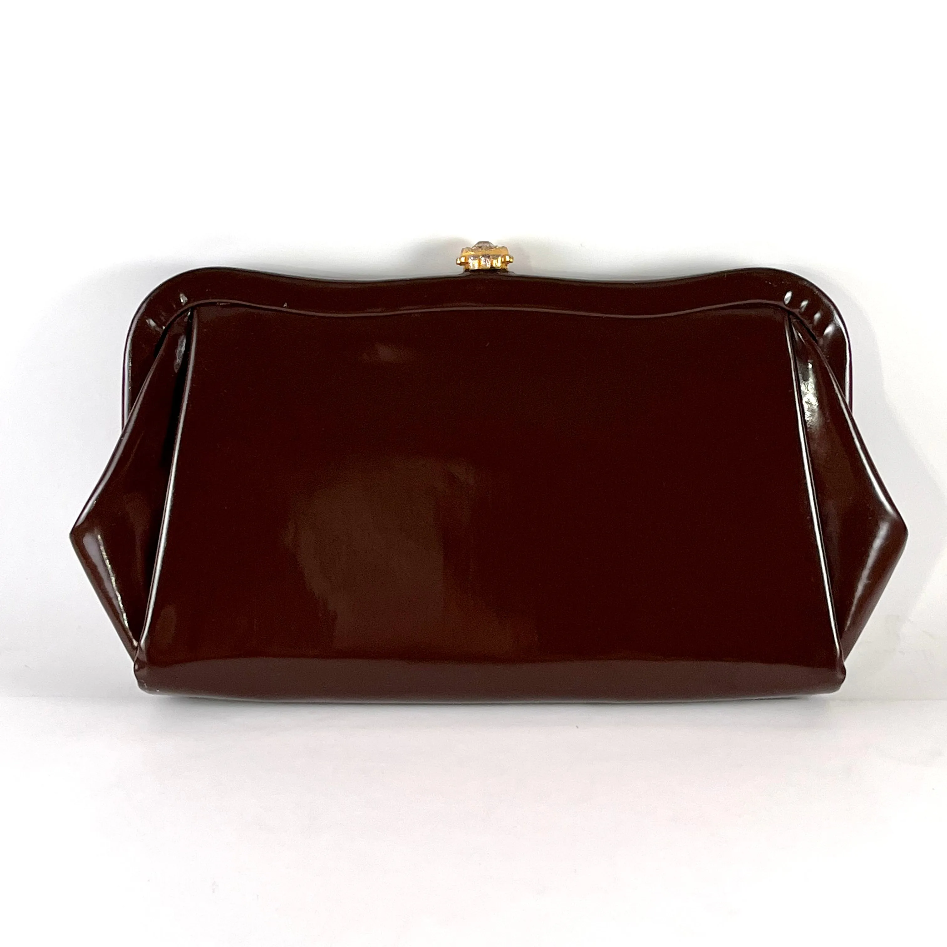 Late 50s/ Early 60s Brown Patent Leather Clutch