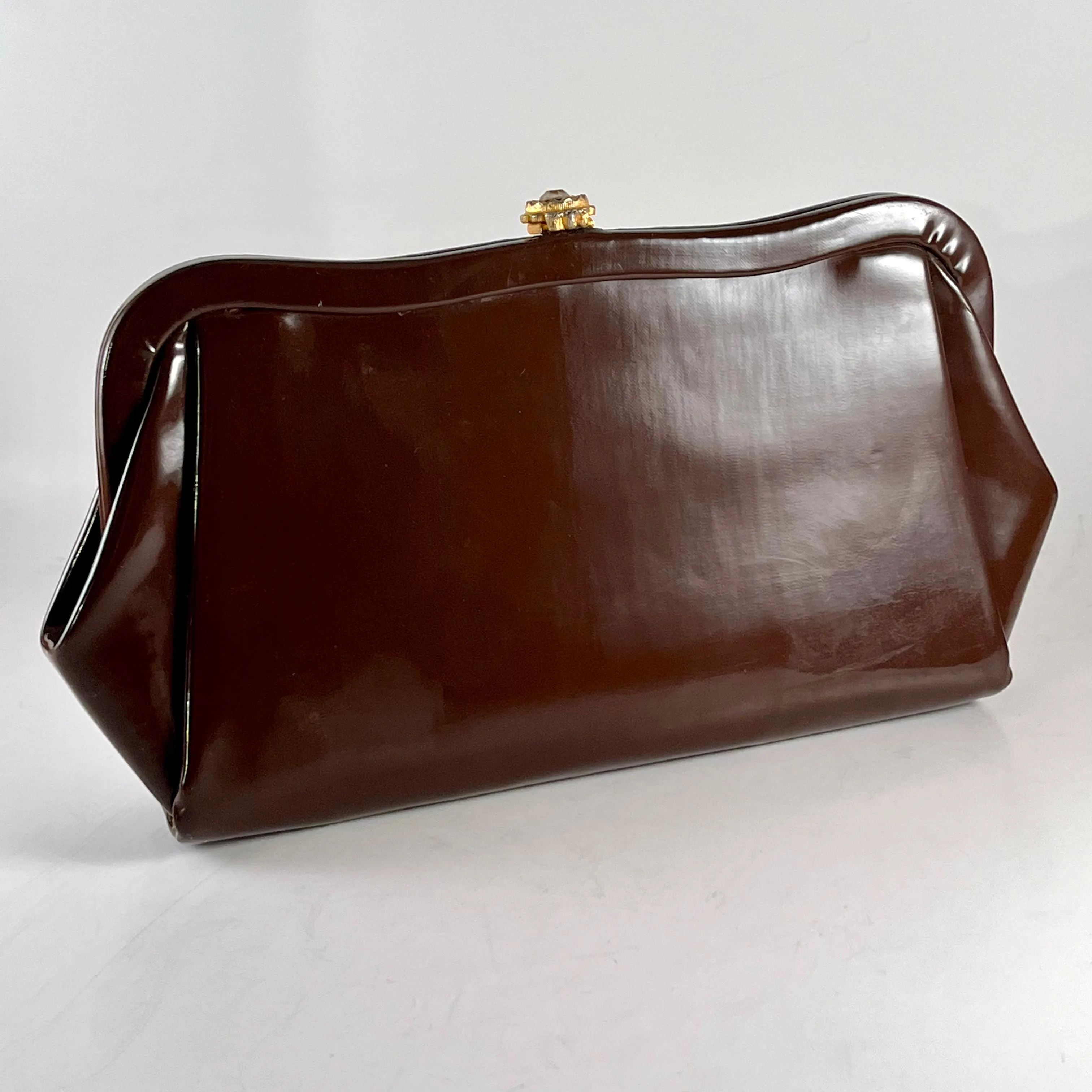 Late 50s/ Early 60s Brown Patent Leather Clutch