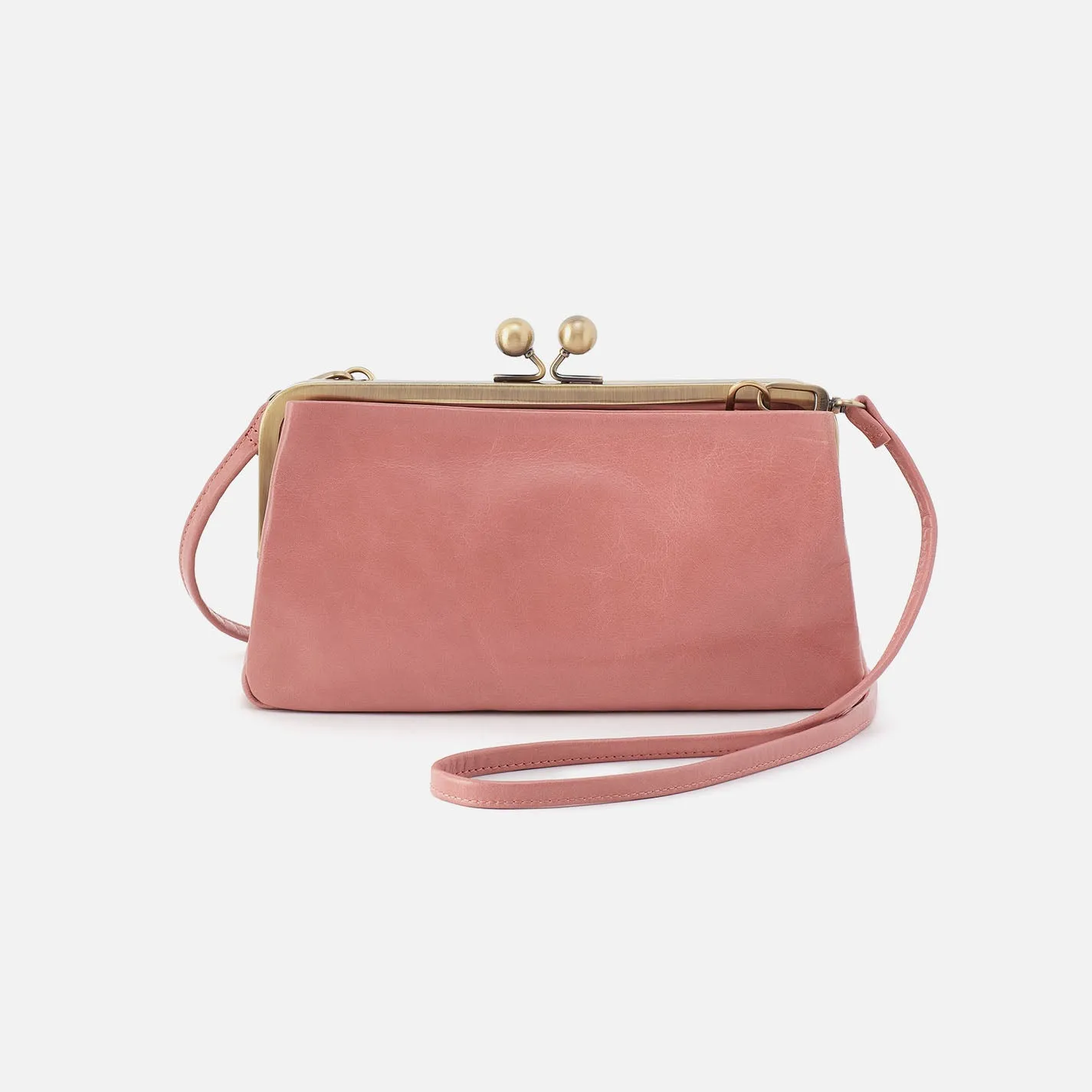 Lauren Frame Crossbody In Polished Leather - Rose