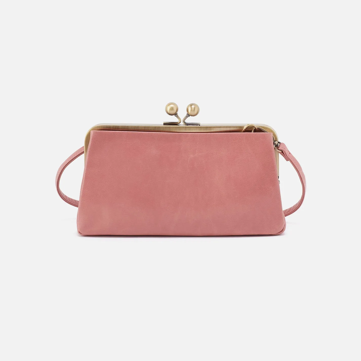 Lauren Frame Crossbody In Polished Leather - Rose