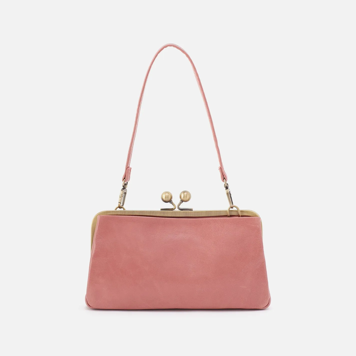 Lauren Frame Crossbody In Polished Leather - Rose