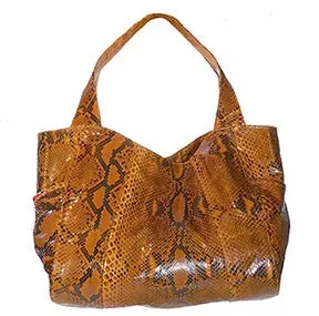Leather Python Snake Skin Leather Hobo Style Handbag