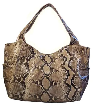 Leather Python Snake Skin Leather Hobo Style Handbag