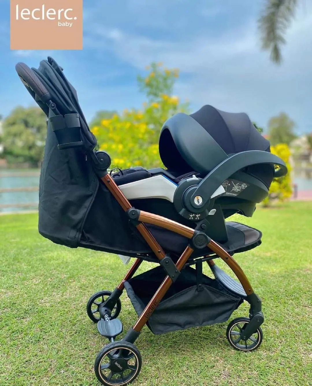leclercbaby Hexagon™ Baby Stroller - Carbon Black (Carbon Black Colored Frame) (Get a free Orgainizer Easy Quick)